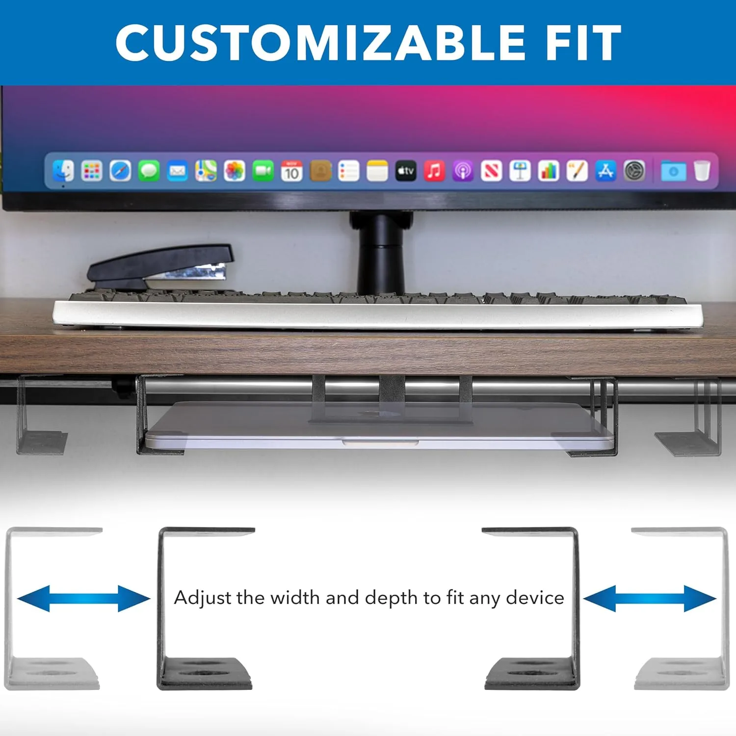 Mount-It! Under Desk Laptop Mount Holder, Laptop Mount for Desk, Space Saver Small Multimedia Device Bracket Underdesk Shelf