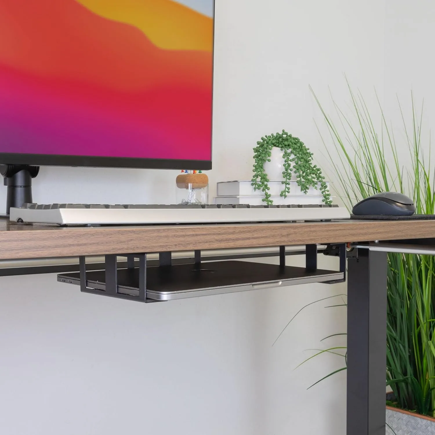 Mount-It! Under Desk Laptop Mount Holder, Laptop Mount for Desk, Space Saver Small Multimedia Device Bracket Underdesk Shelf