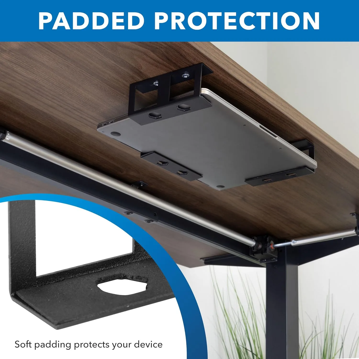 Mount-It! Under Desk Laptop Mount Holder, Laptop Mount for Desk, Space Saver Small Multimedia Device Bracket Underdesk Shelf