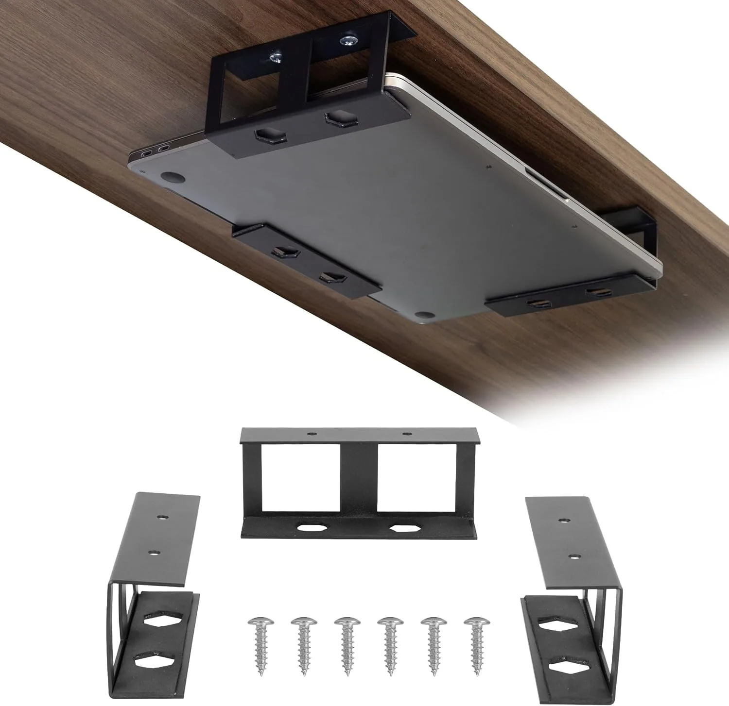 Mount-It! Under Desk Laptop Mount Holder, Laptop Mount for Desk, Space Saver Small Multimedia Device Bracket Underdesk Shelf