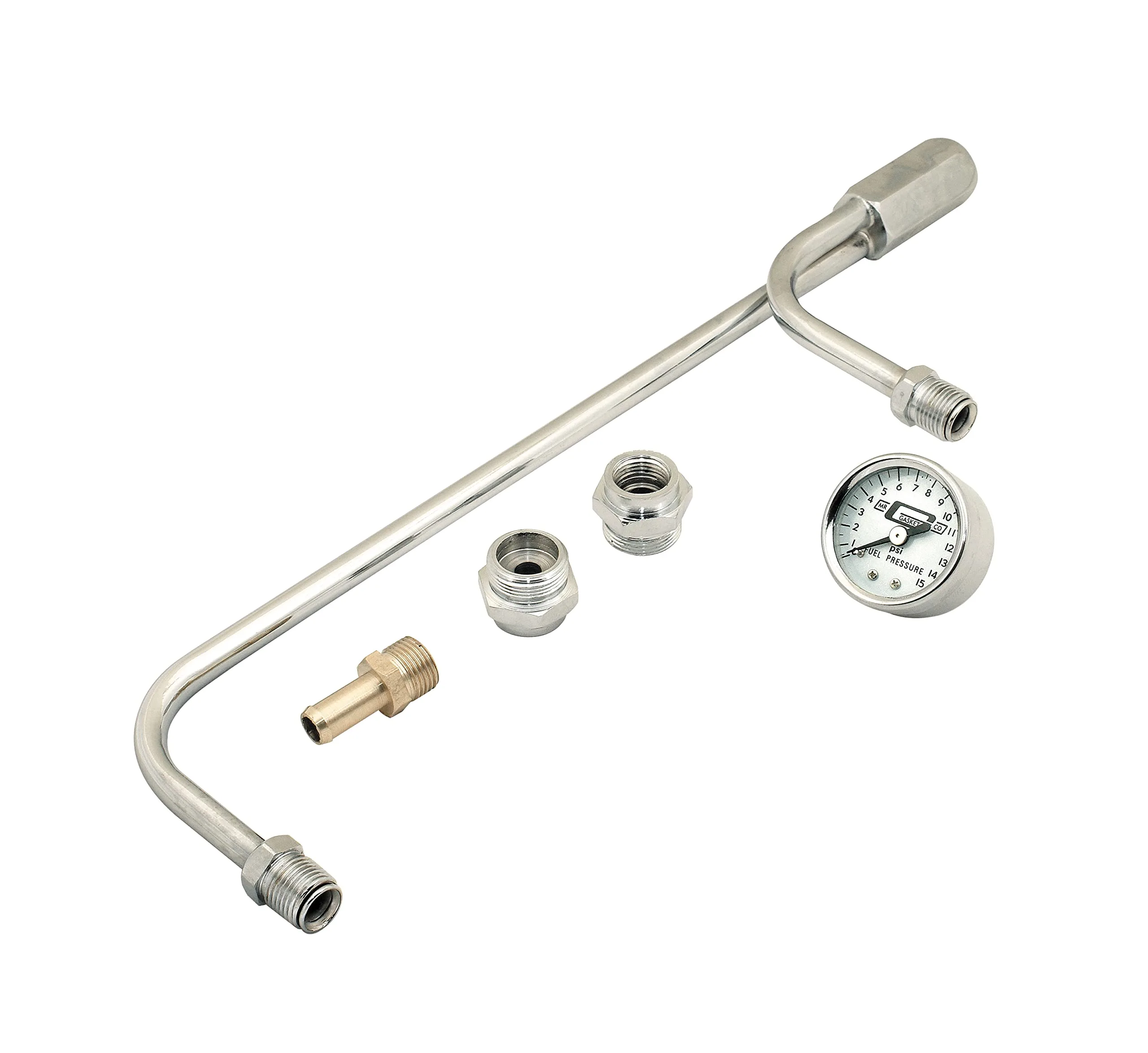 Mr. Gasket 1559 Fuel Line Kit with Gauge & Fittings - Chrome