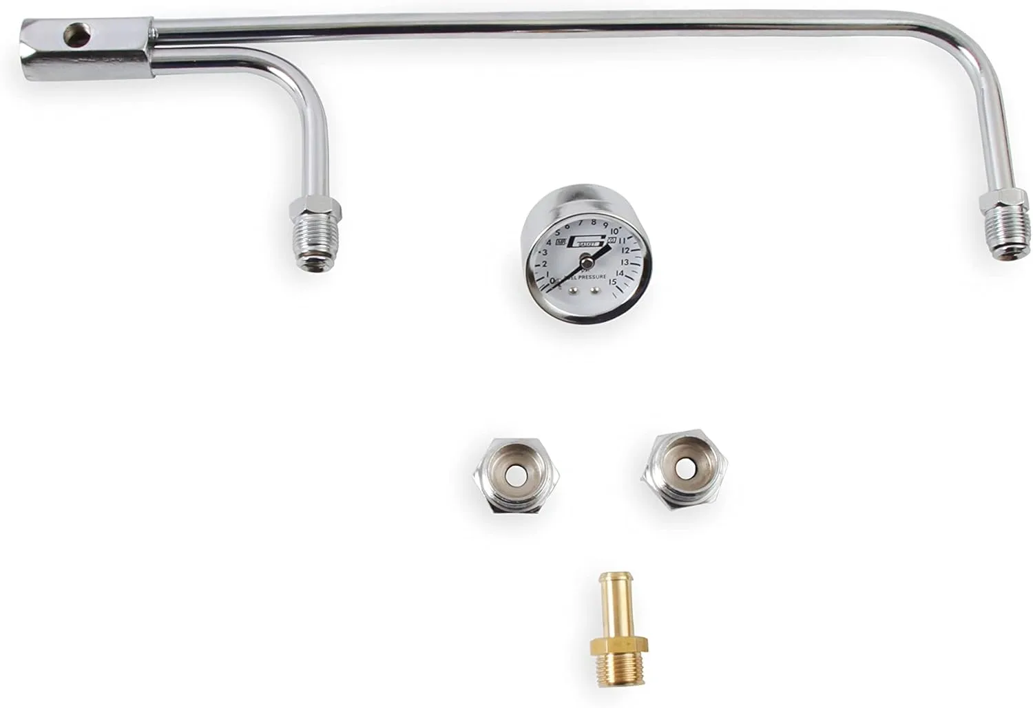 Mr. Gasket 1559 Fuel Line Kit with Gauge & Fittings - Chrome