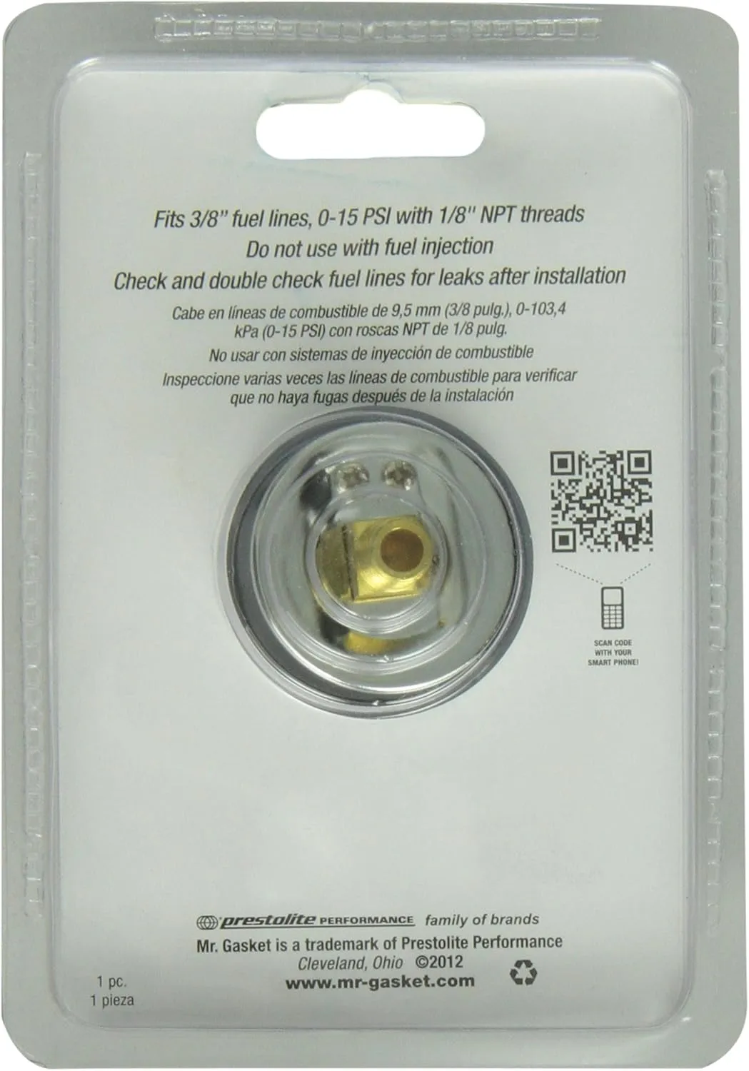 Mr. Gasket 1561 Fuel Pressure Gauge 1.500 in.