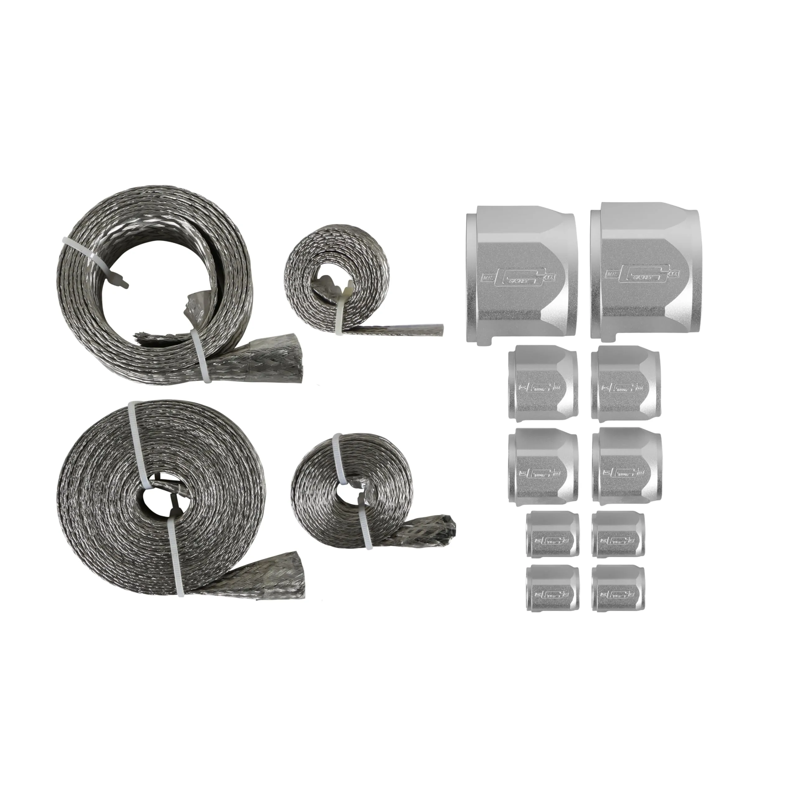 Mr. Gasket 8092 Flex-Braid Hose Sleeving Kit, Silver, 0.250 in.