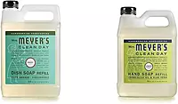 MRS. MEYER'S CLEAN DAY Basil Dish Soap (48 oz) & Lemon Verbena Hand Soap (33 oz) Bundle