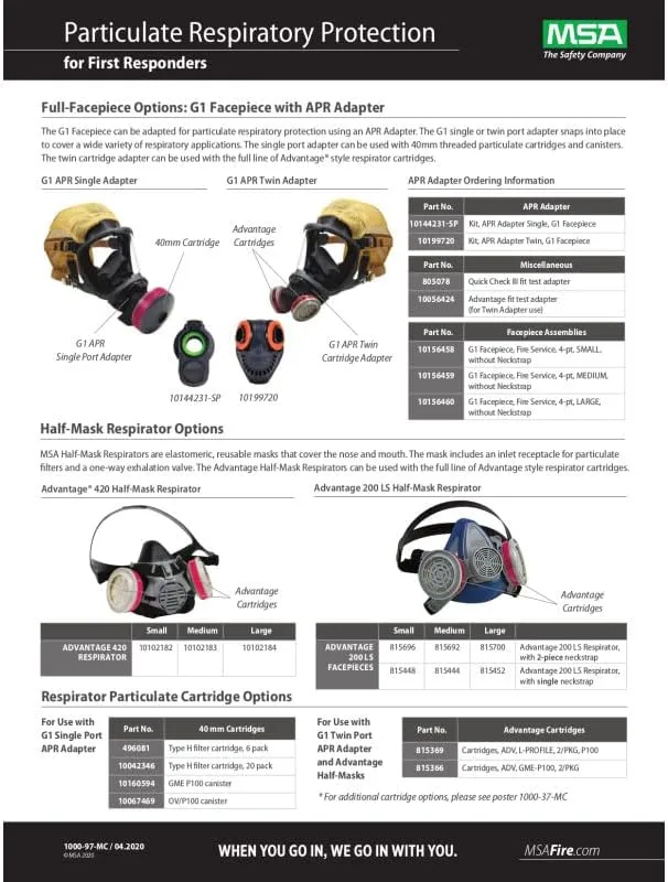 MSA Advantage 420 Series Half-Mask Respirator Facepiece Assembly Without Comfo Adapter