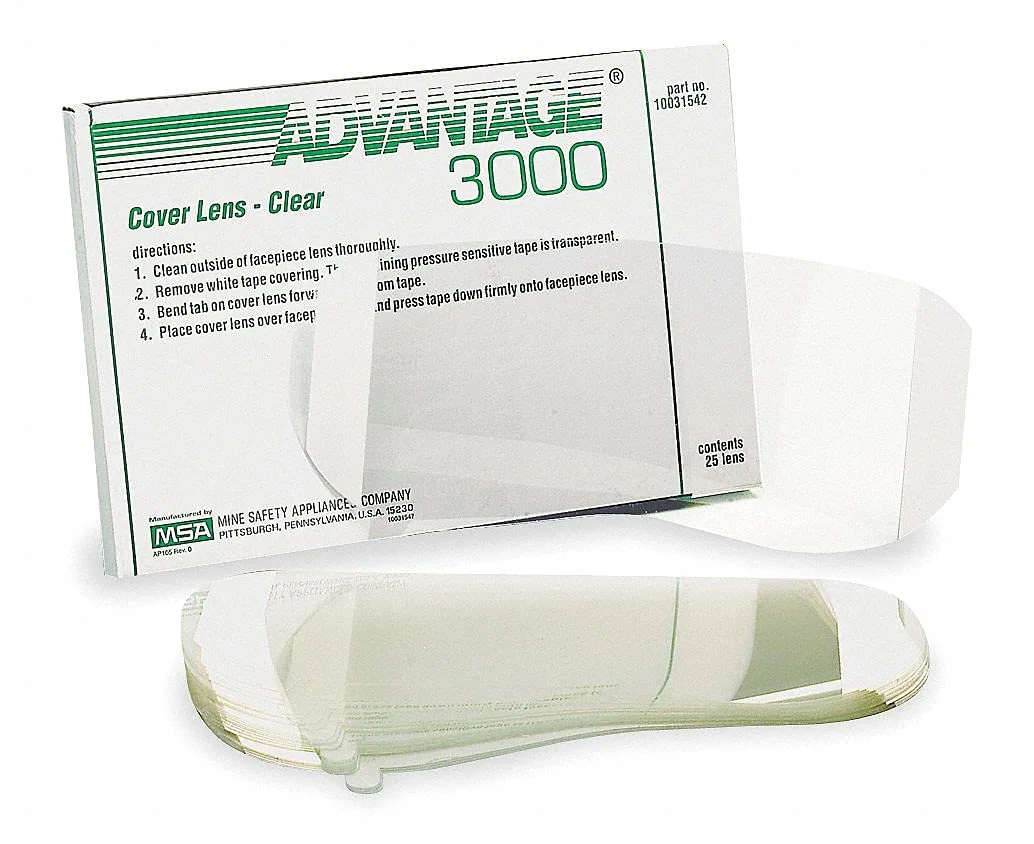 MSA 10031542 Lens Covers for Advantage 3000 Respirator Mask Series, Quantity: 25 per Pack, Color: Clear
