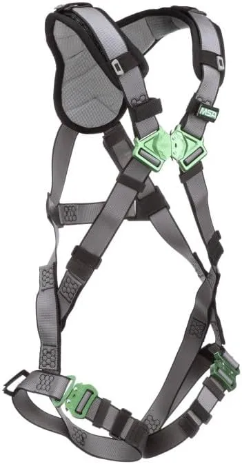 MSA V-FIT Standard Safety Harness - Polyester & Nano-Technology Treated Web Full Body Harness Back, Shoulder Padding