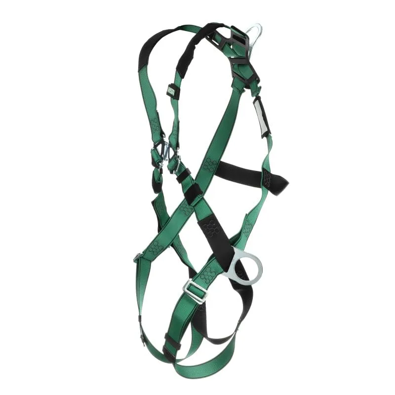 MSA 10197231 V-Form Full Body Safety Harness - Size: Extra Large, D-Ring Configuration: Back/Hip, Qwik Fit Leg Straps