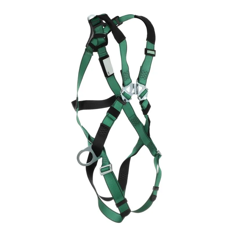 MSA 10197231 V-Form Full Body Safety Harness - Size: Extra Large, D-Ring Configuration: Back/Hip, Qwik Fit Leg Straps