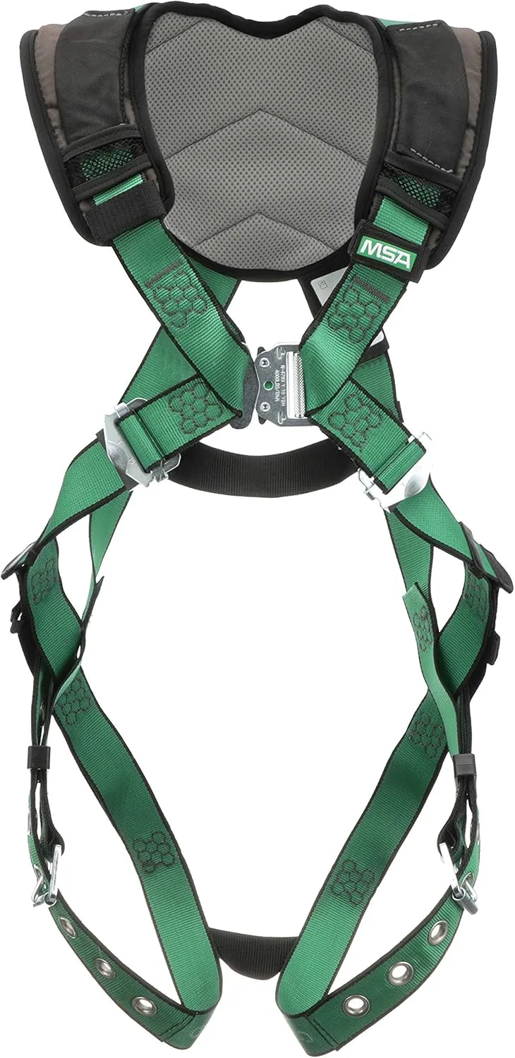 MSA 10206086 V-Form+ Full Body Safety Harness - Size: Extra Large, D-Ring Configuration: Back, Tongue Buckle Leg Straps