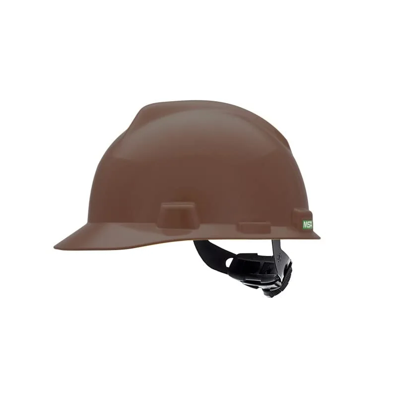 MSA 495854 V-Gard Cap Style Hard Hat with Fas-Trac III Ratchet Suspension, Brown