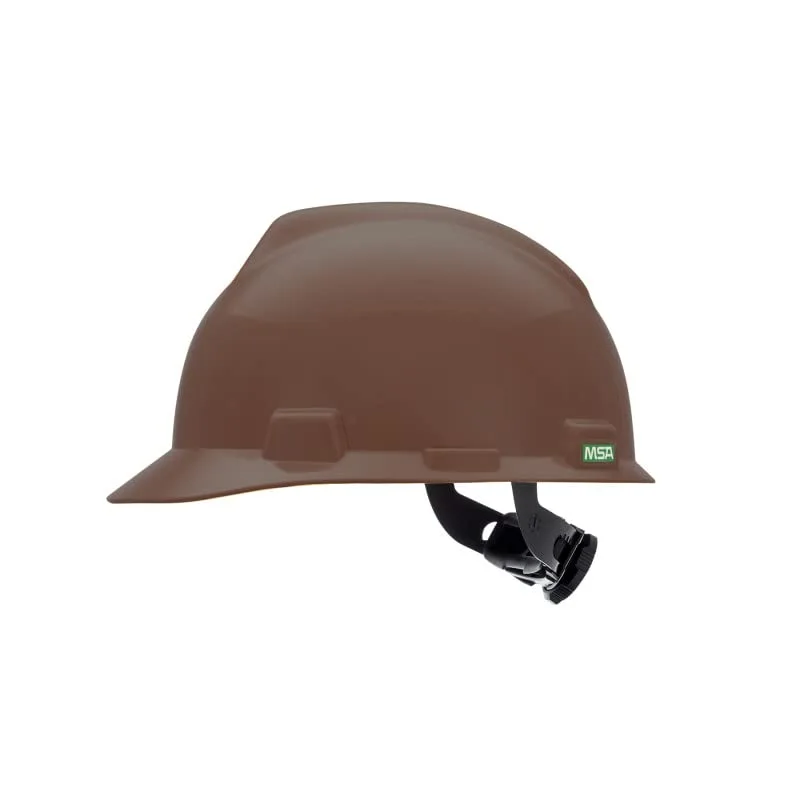 MSA 495854 V-Gard Cap Style Hard Hat with Fas-Trac III Ratchet Suspension, Brown