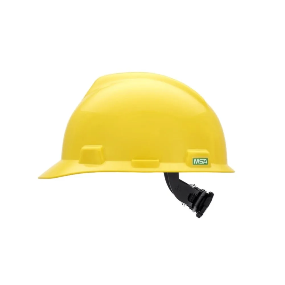 MSA 477479 V-Gard Cap Style Safety Hard Hat with Fas-Trac III Ratchet Suspension - Small, Yellow