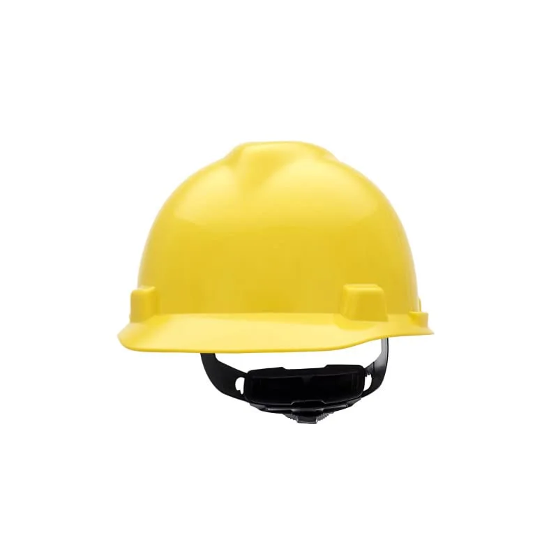 MSA 477479 V-Gard Cap Style Safety Hard Hat with Fas-Trac III Ratchet Suspension - Small, Yellow