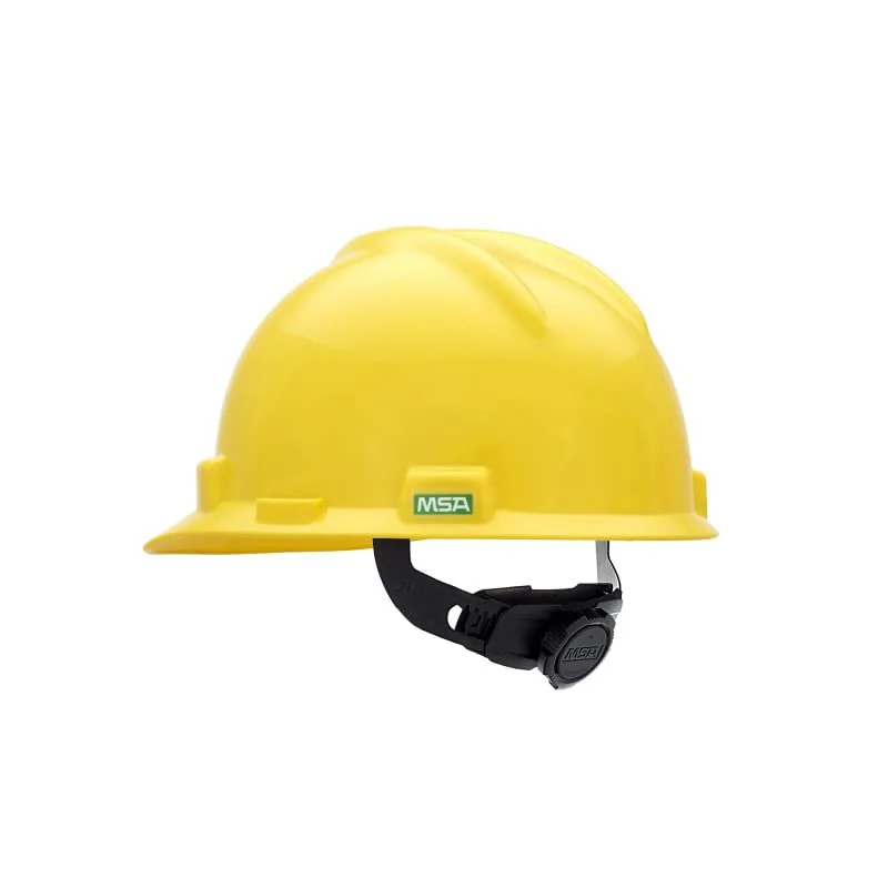 MSA 477479 V-Gard Cap Style Safety Hard Hat with Fas-Trac III Ratchet Suspension - Small, Yellow