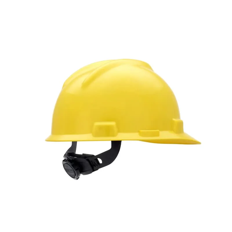 MSA 477479 V-Gard Cap Style Safety Hard Hat with Fas-Trac III Ratchet Suspension - Small, Yellow