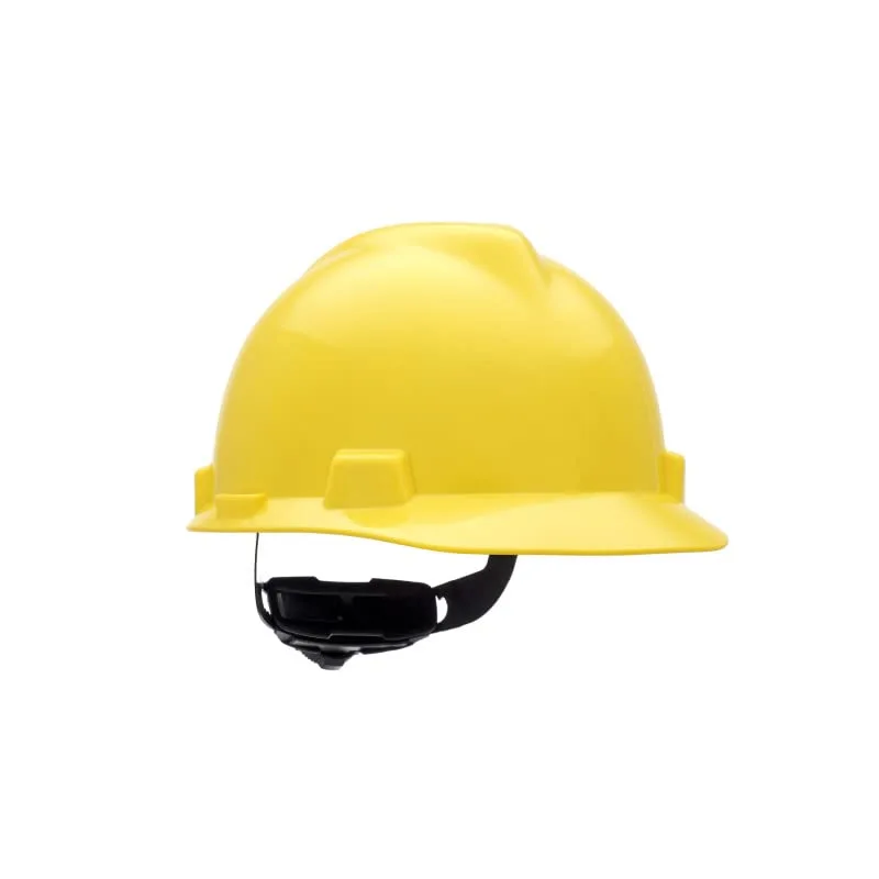 MSA 477479 V-Gard Cap Style Safety Hard Hat with Fas-Trac III Ratchet Suspension - Small, Yellow