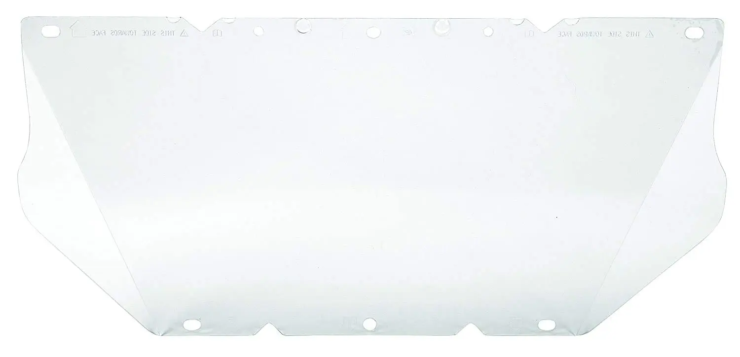 MSA 10115841 V-Gard Visor - General Purpose, Polycarbonate (PC), Clear Tint with Antifog/Antiscratch Coating, Contoured