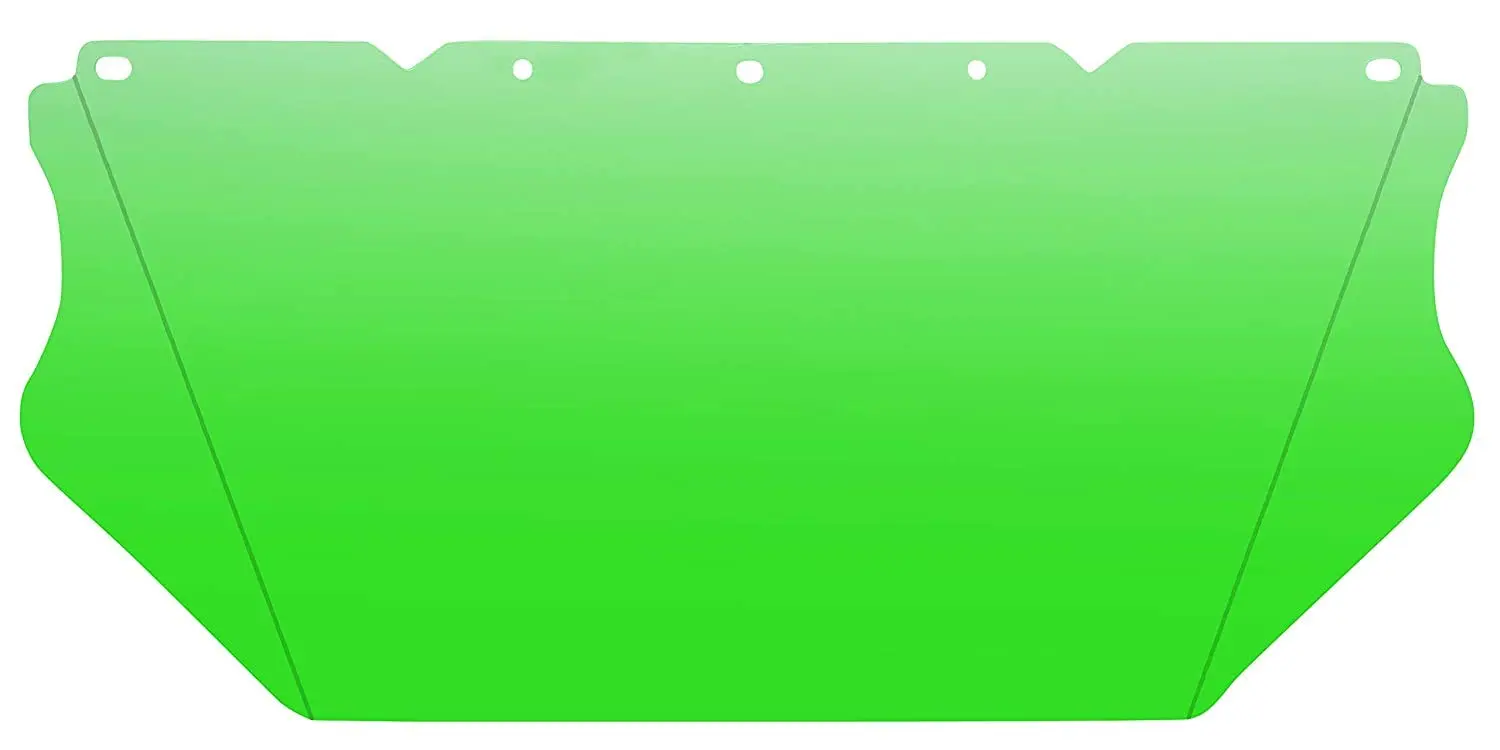 MSA 10115842 V-Gard Visor - General Purpose, Polycarbonate (PC), Green Tint with Antifog/Antiscratch Coating, Contoured
