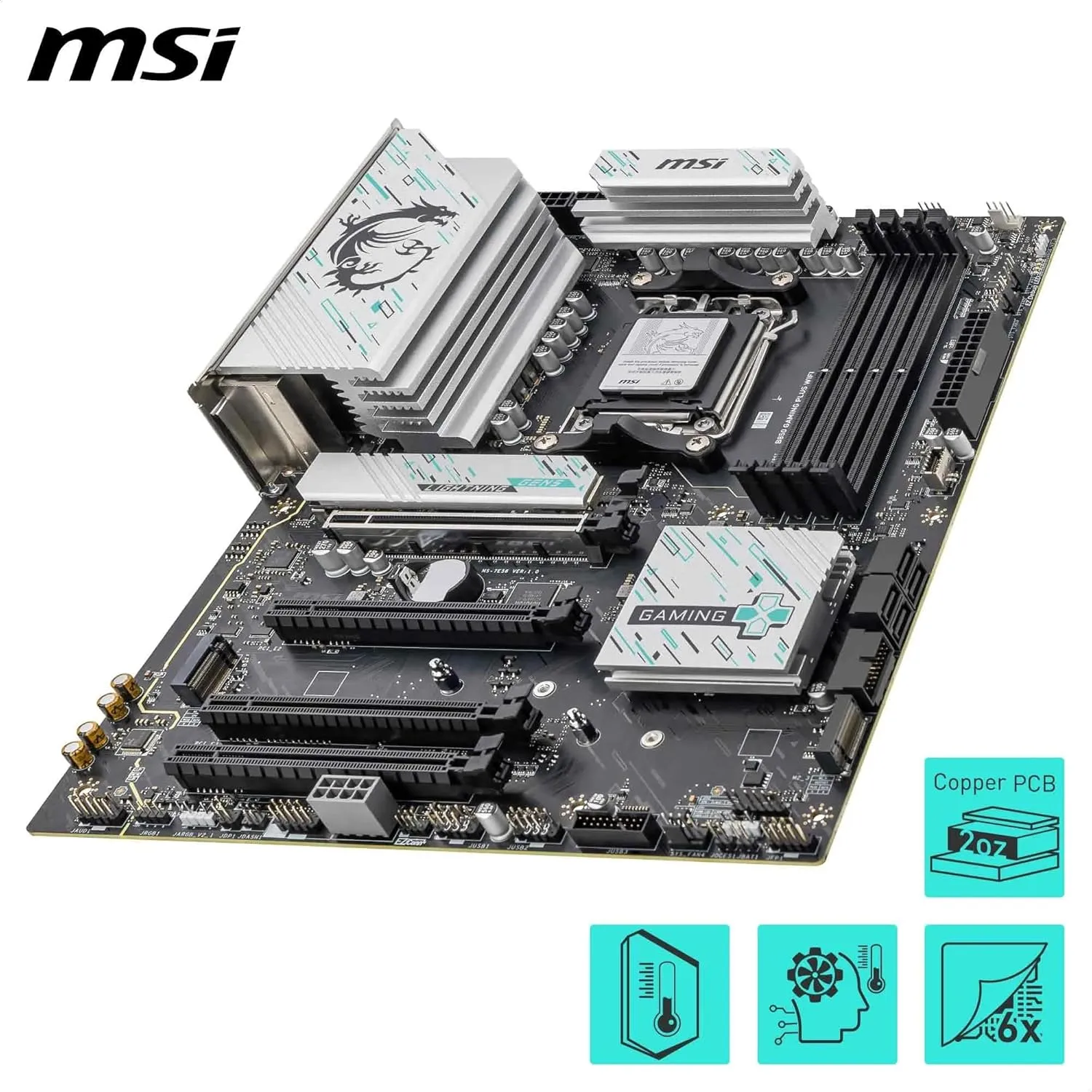 MSI B850 Gaming Plus WiFi Motherboard ATX, AM5, DDR5, PCIe 5.0, M.2 Gen5, Wi‑Fi 7