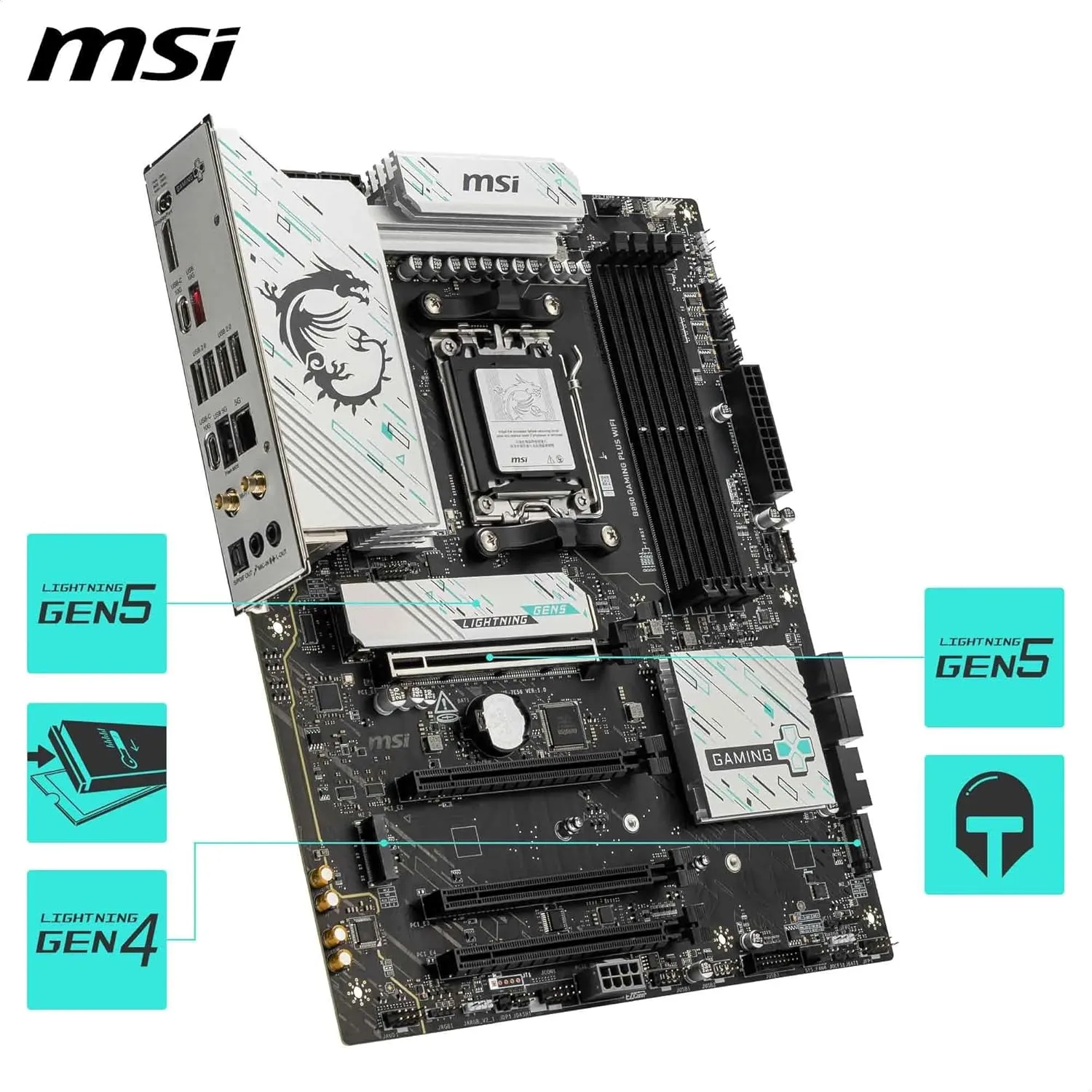 MSI B850 Gaming Plus WiFi Motherboard ATX, AM5, DDR5, PCIe 5.0, M.2 Gen5, Wi‑Fi 7