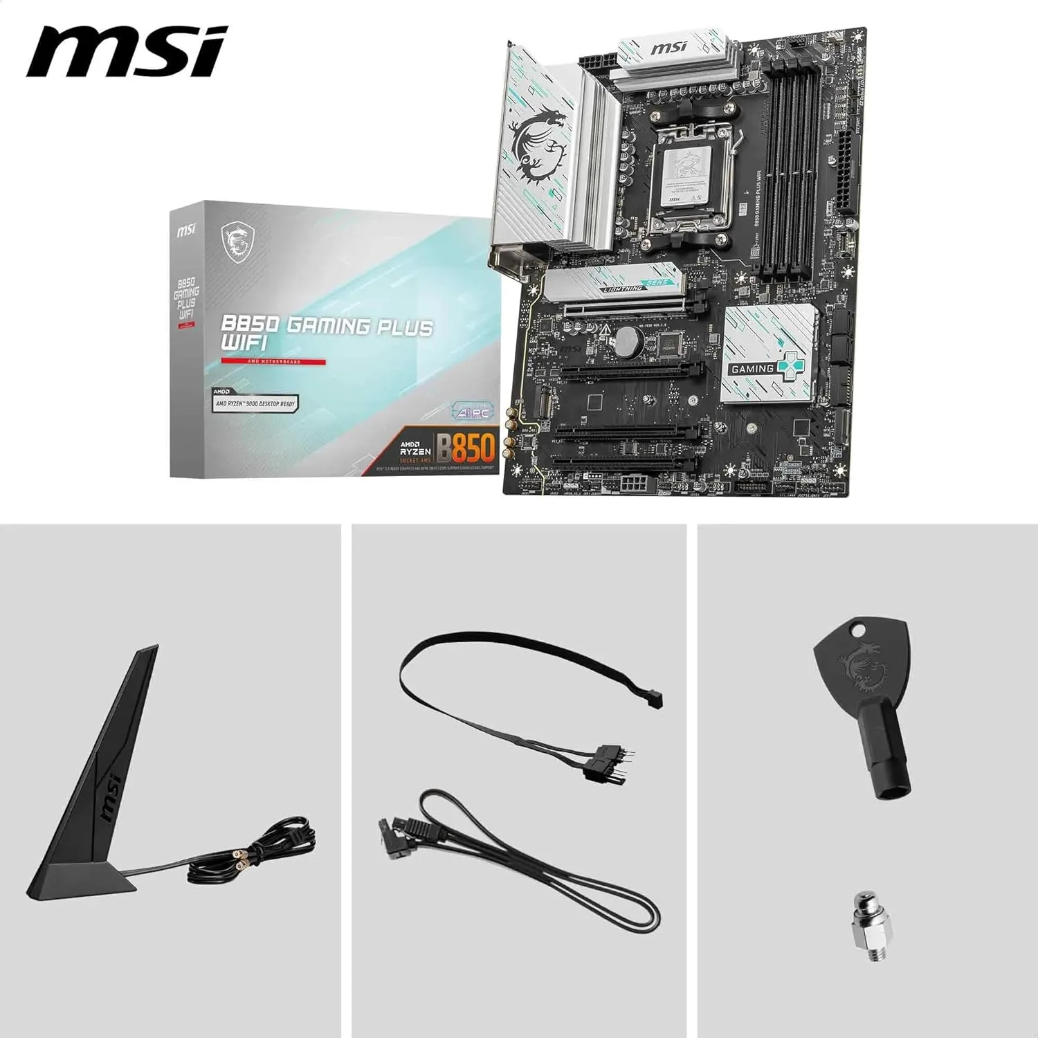 MSI B850 Gaming Plus WiFi Motherboard ATX, AM5, DDR5, PCIe 5.0, M.2 Gen5, Wi‑Fi 7