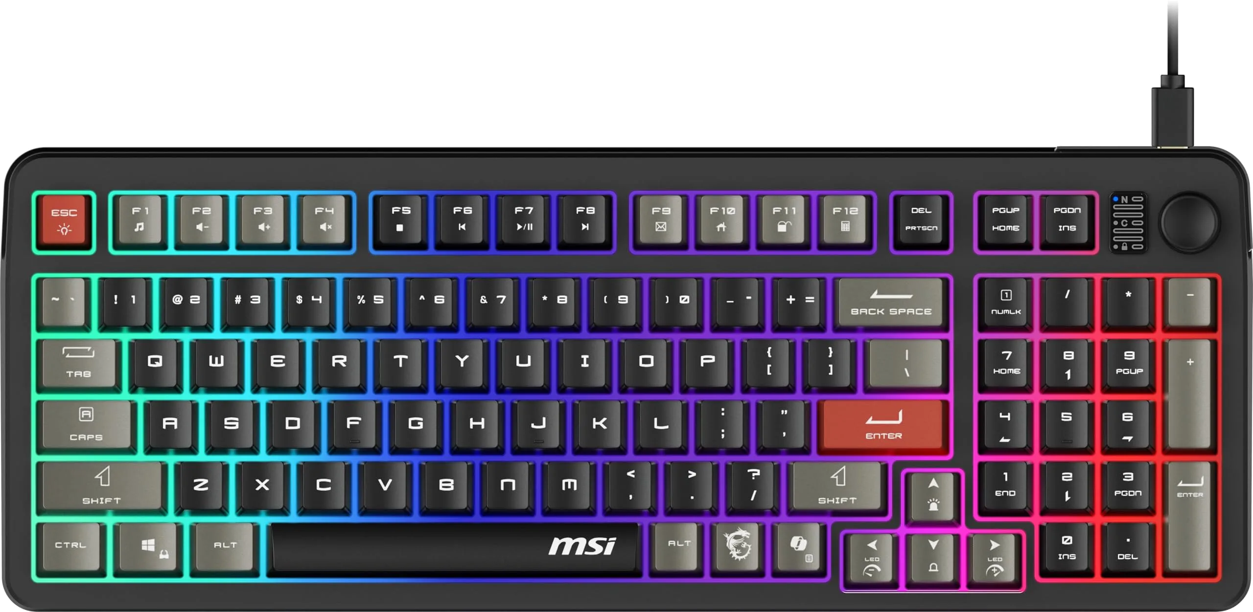 MSI Forge GK110 US - Membrane Keyboard, RGB, Ergonomic, Anti-GHOSTING, Angle-Adjustable (Black)