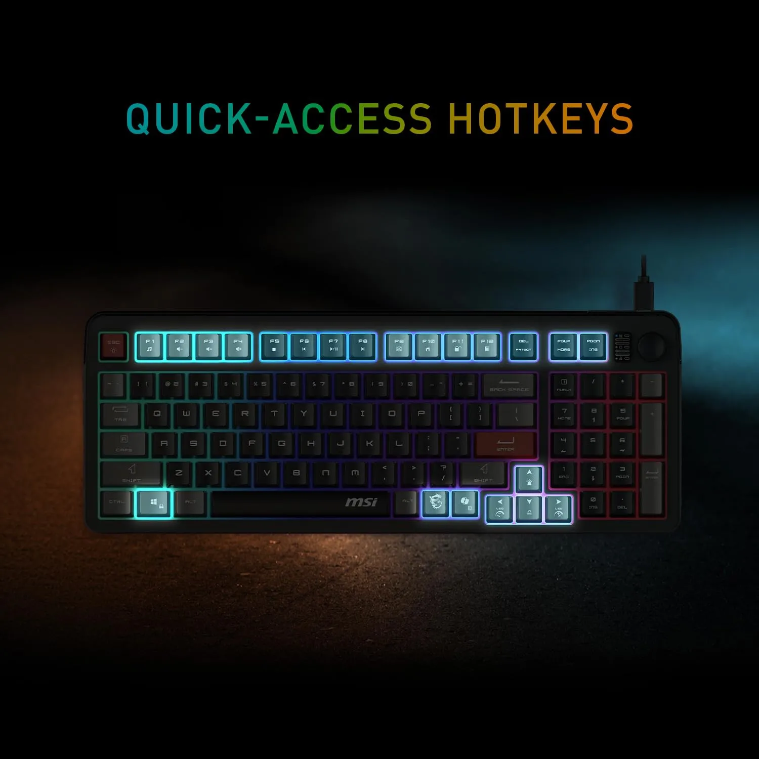 MSI Forge GK110 US - Membrane Keyboard, RGB, Ergonomic, Anti-GHOSTING, Angle-Adjustable (Black)