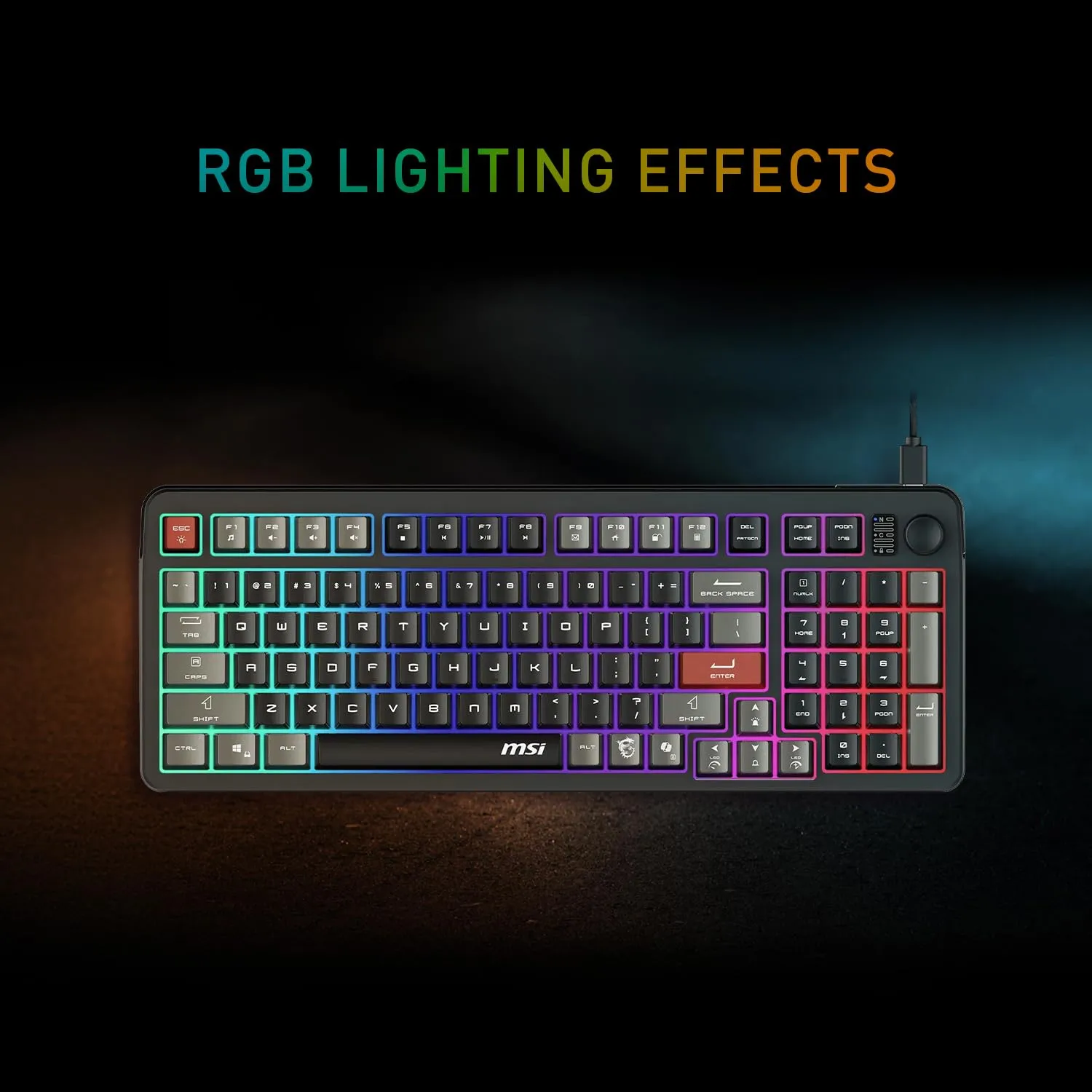MSI Forge GK110 US - Membrane Keyboard, RGB, Ergonomic, Anti-GHOSTING, Angle-Adjustable (Black)