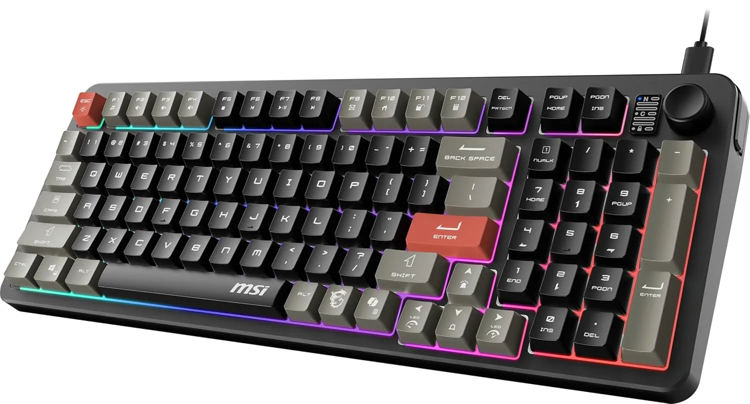 MSI Forge GK110 US - Membrane Keyboard, RGB, Ergonomic, Anti-GHOSTING, Angle-Adjustable (Black)