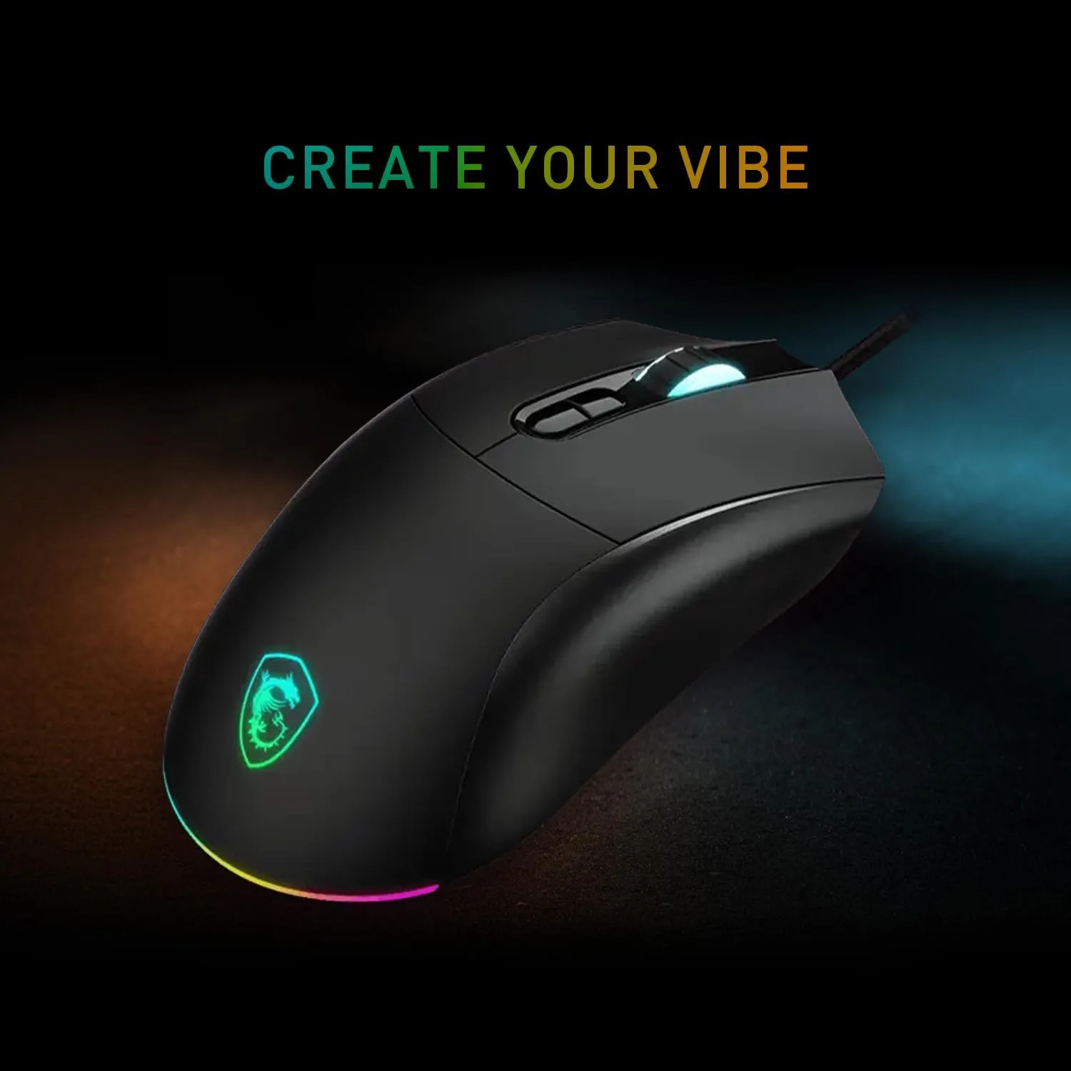MSI Forge GM320 Gaming Mouse, 12800 DPI, 20M+ Clicks Micro Switch, Optical Sensor, Ergonomic Ambitextrous Hand Design, RGB Light