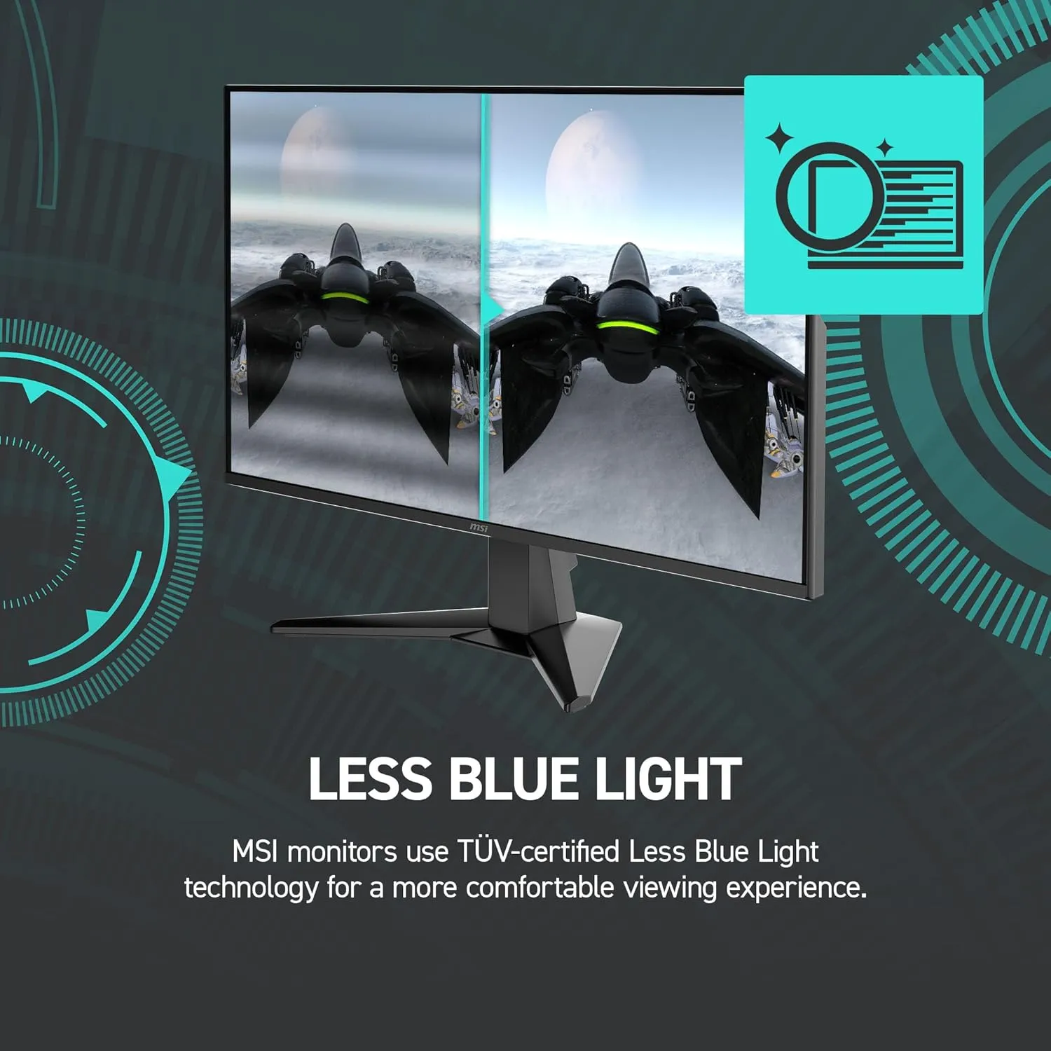 MSI G275L E14 27-inch 1920 x 1080 (FHD) Gaming Monitor, 144Hz, AMD Adaptive Sync, HDR Ready, HDMI, VGA Port, VESA Mountable, Tilt, 4-Side Slim Bezel, 1ms, Black