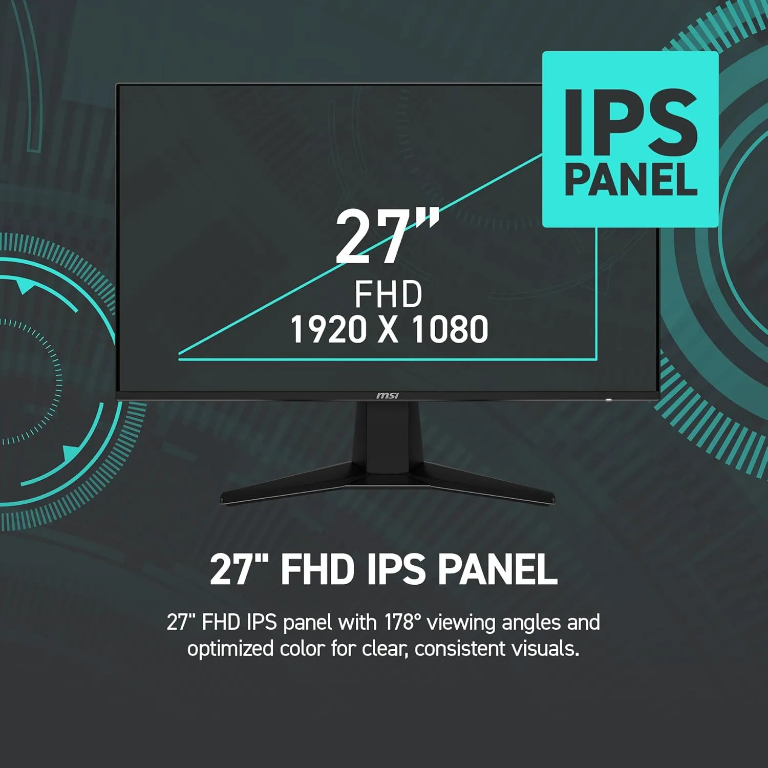 MSI G275L E14 27-inch 1920 x 1080 (FHD) Gaming Monitor, 144Hz, AMD Adaptive Sync, HDR Ready, HDMI, VGA Port, VESA Mountable, Tilt, 4-Side Slim Bezel, 1ms, Black