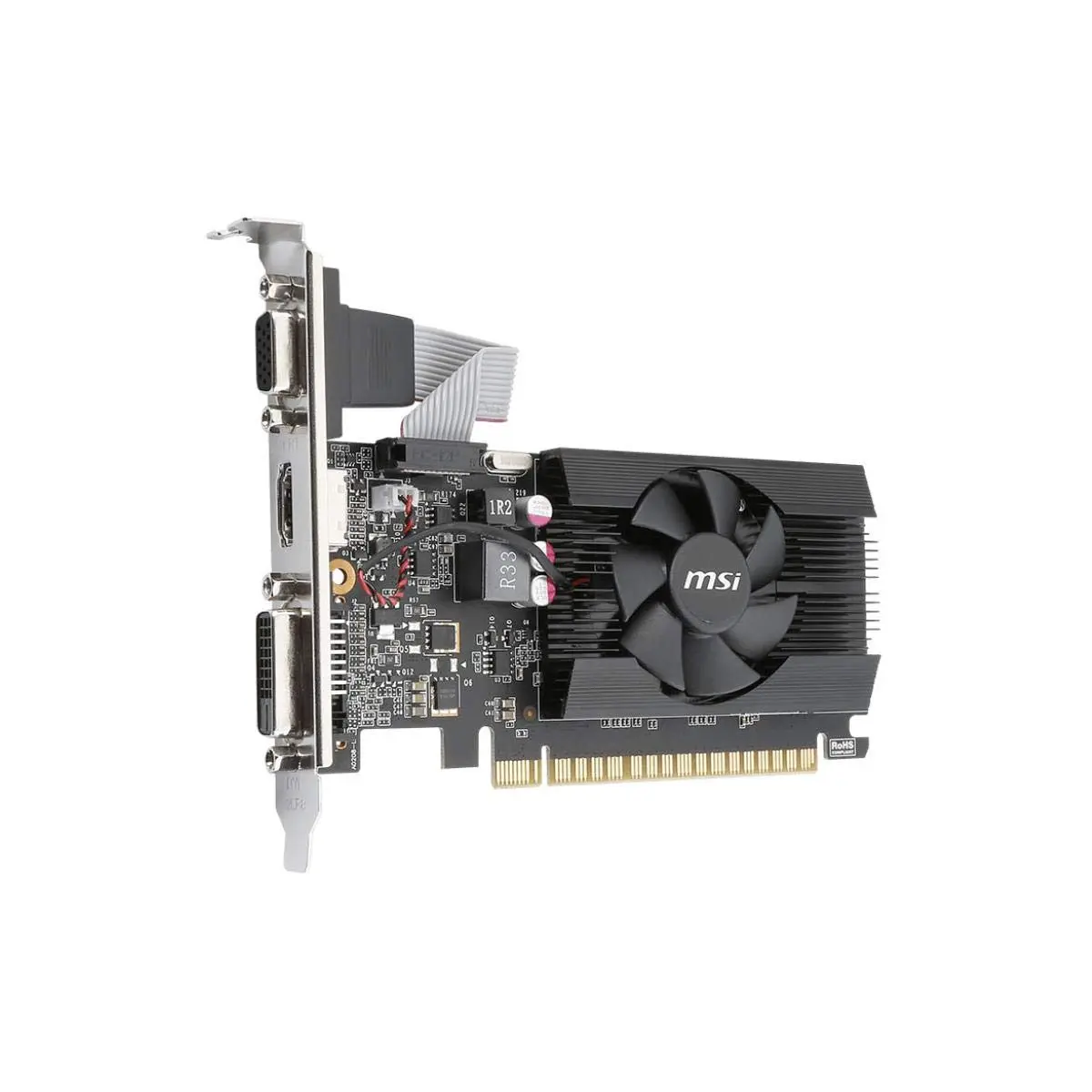 MSI Gaming GeForce GT 710 2GB GDRR3 64-bit HDCP Support DirectX 12 OpenGL 4.5 Single Fan Low Profile Graphics Card (GT 710 2GD3 LP)