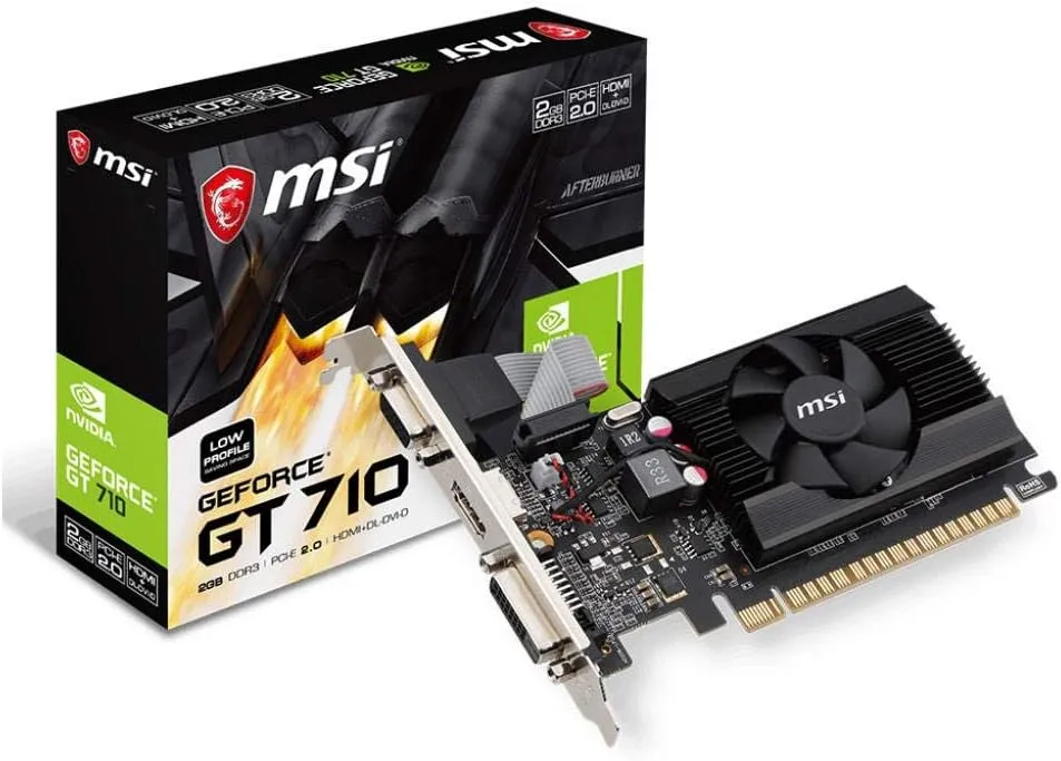 MSI Gaming GeForce GT 710 2GB GDRR3 64-bit HDCP Support DirectX 12 OpenGL 4.5 Single Fan Low Profile Graphics Card (GT 710 2GD3 LP)