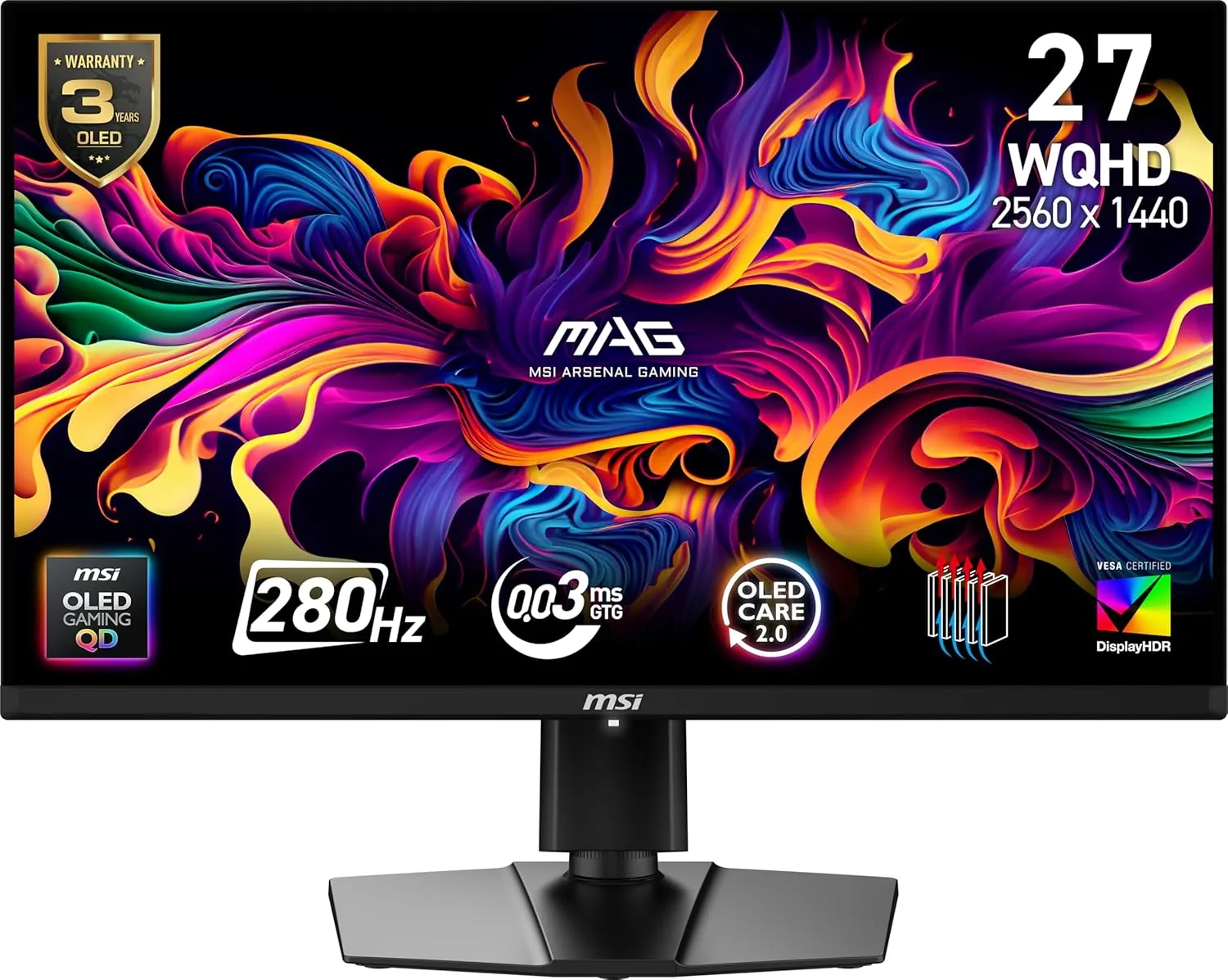 MSI MAG 271QP QD-OLED X28 27-inch 2560 x 1440 QHD Gaming Monitor