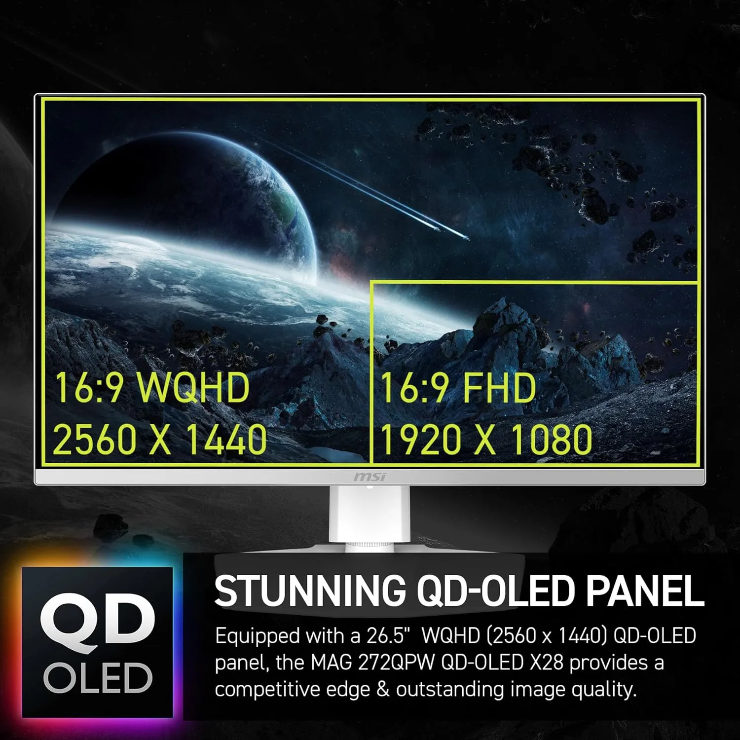 MSI MAG 272QPW 27-inch QD-OLED QHD 280Hz Gaming Monitor, White