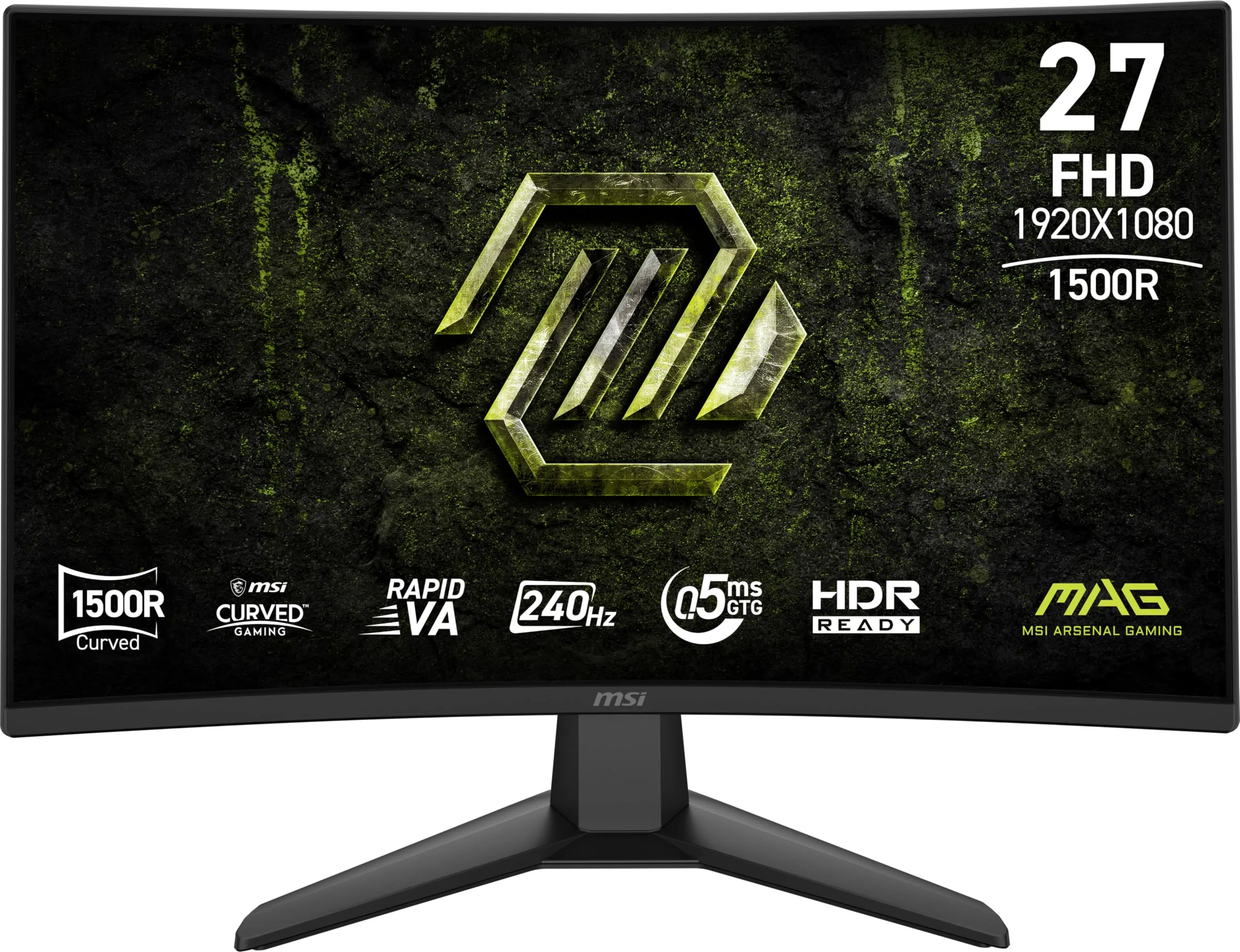 MSI MAG 274CF X24 27-inch 1920 x 1080 (FHD) Gaming Monitor, 240Hz, AMD Adaptive-Sync, HDR Ready, HDMI, VGA Port, VESA Mountable, Tilt, 4-Side Slim Bezel, 0.5ms, Black