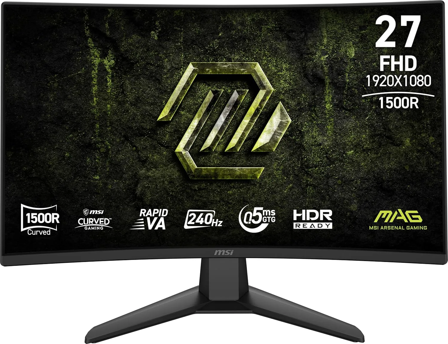 MSI MAG 274CF X24 27-inch 1920 x 1080 (FHD) Gaming Monitor, 240Hz, AMD Adaptive-Sync, HDR Ready, HDMI, VGA Port, VESA Mountable, Tilt, 4-Side Slim Bezel, 0.5ms, Black