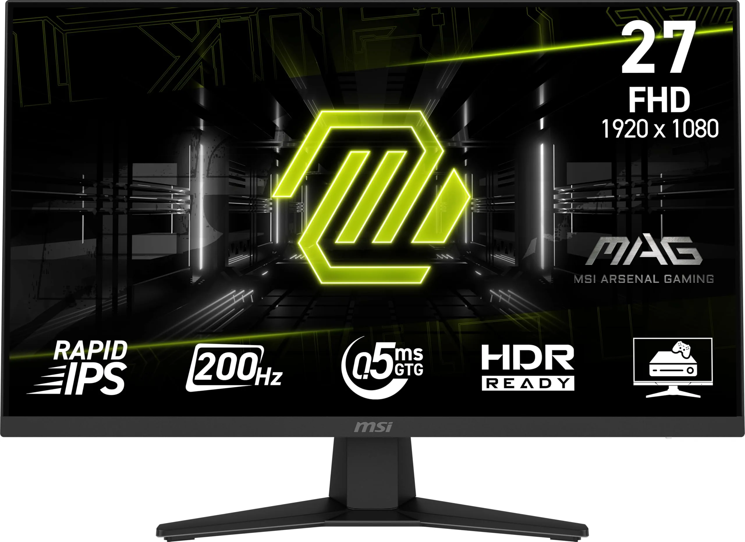 MSI MAG 274F 27-inch 1920 x 1080 (FHD) Gaming Office Monitor, 200Hz, Adaptive Sync, HDR Ready, HDMI, VGA Port, VESA Mountable, Tilt, 4-Side Slim Bezel,0.5ms, Black