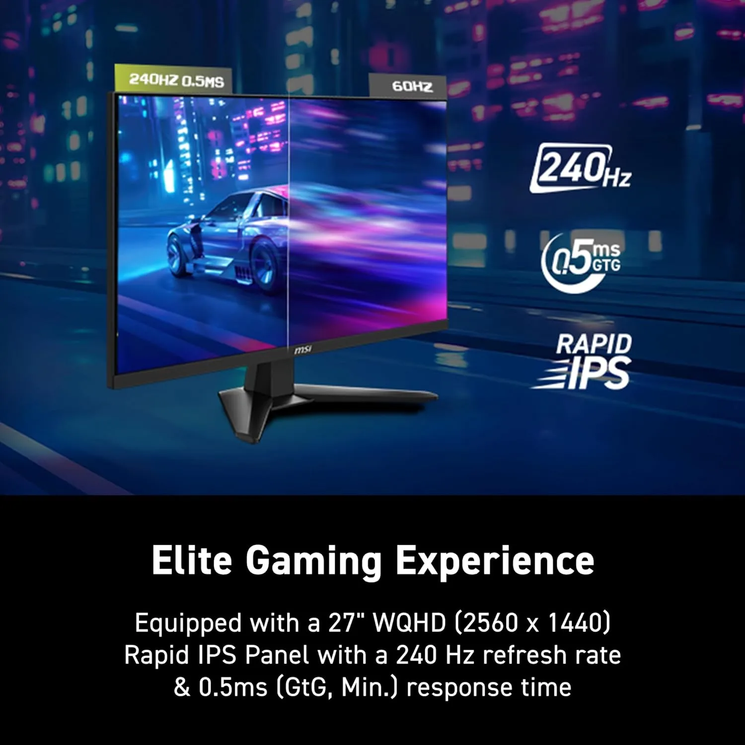 MSI MAG 274QF X24 27-inch 2560 x 1440 (QHD) Gaming Monitor, 240Hz, Adaptive-Sync, HDMI, DisplayPort, VESA Mountable, Tilt, Height Adjustable, Speaker, 0.03ms, Black