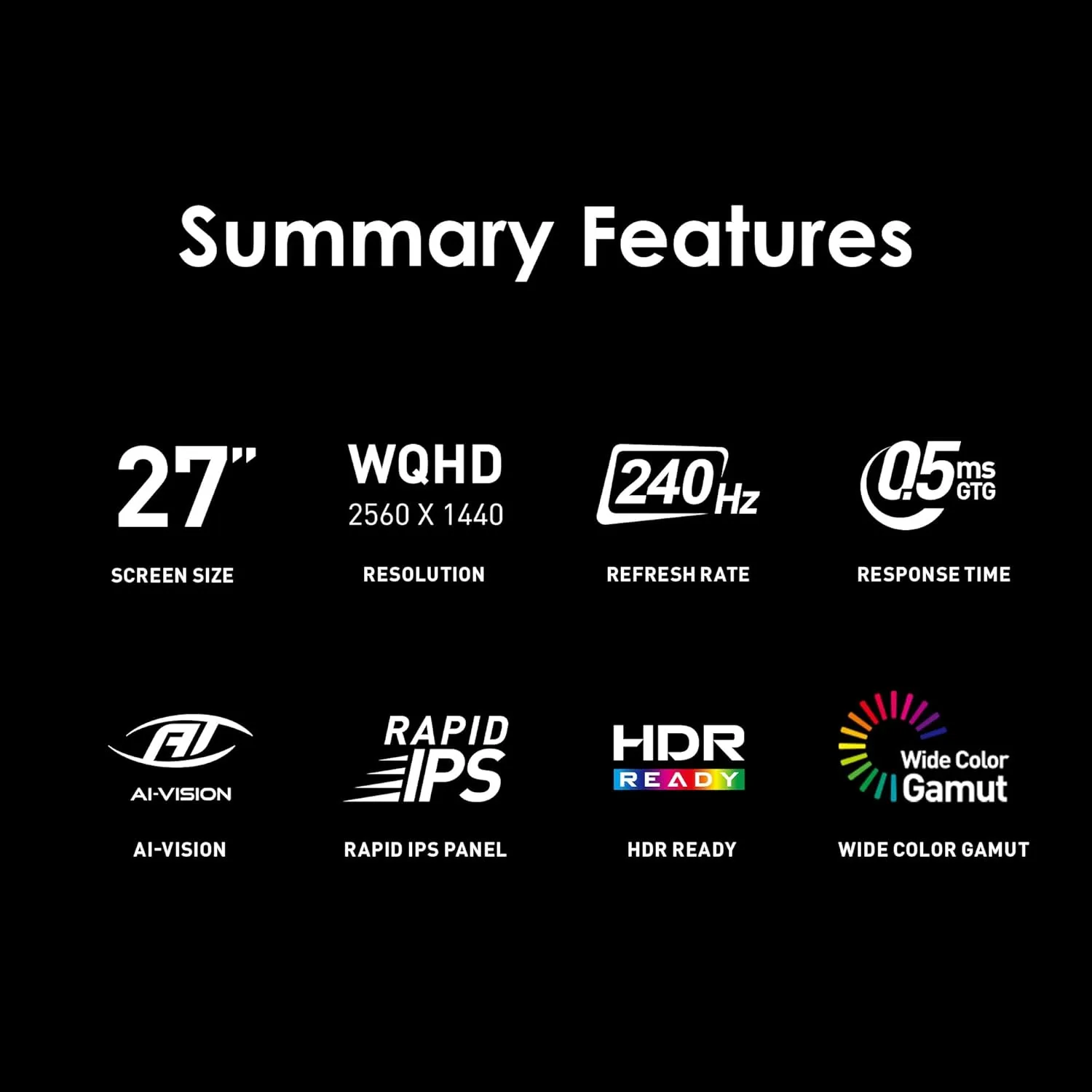 MSI MAG 274QF X24 27-inch 2560 x 1440 (QHD) Gaming Monitor, 240Hz, Adaptive-Sync, HDMI, DisplayPort, VESA Mountable, Tilt, Height Adjustable, Speaker, 0.03ms, Black