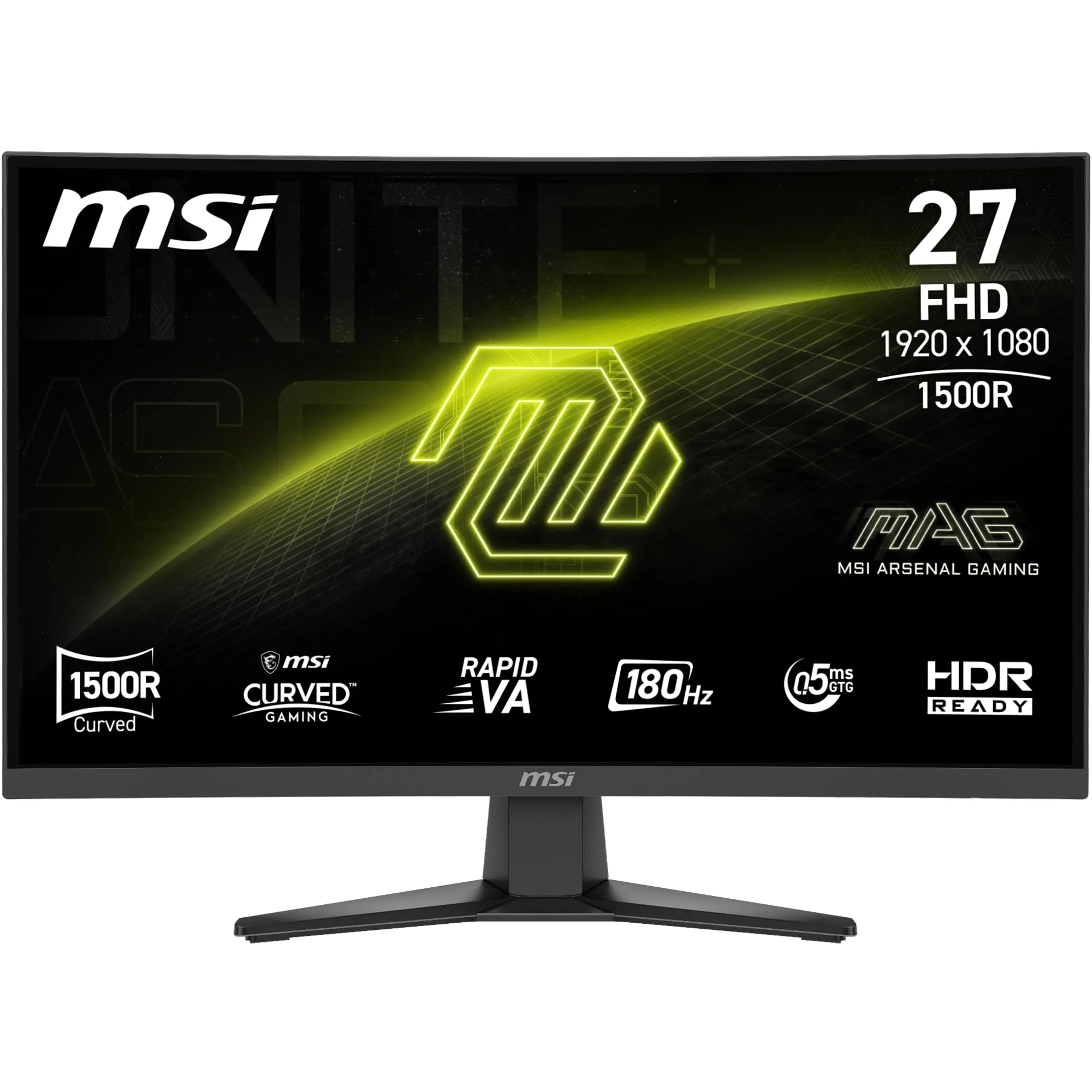 MSI MAG 275CQF E18 27-inch 2560 x 1440 (QHD) Curved Gaming Monitor, 180Hz, 0.5ms, HDMI/DisplayPort, Black