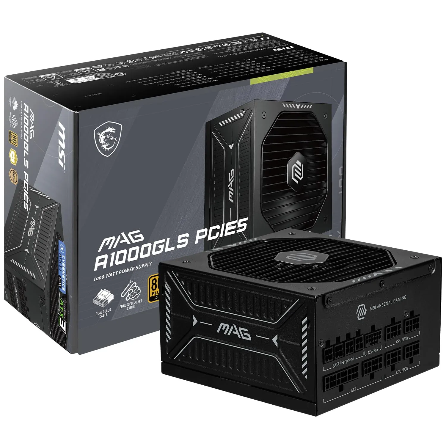 MSI MAG GLS PCIE5 Fully-Modular ATX 3.1 Gaming Power Supply, 80+ Gold