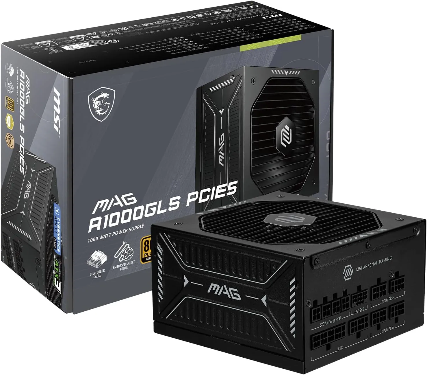 MSI MAG GLS PCIE5 Fully-Modular ATX 3.1 Gaming Power Supply, 80+ Gold