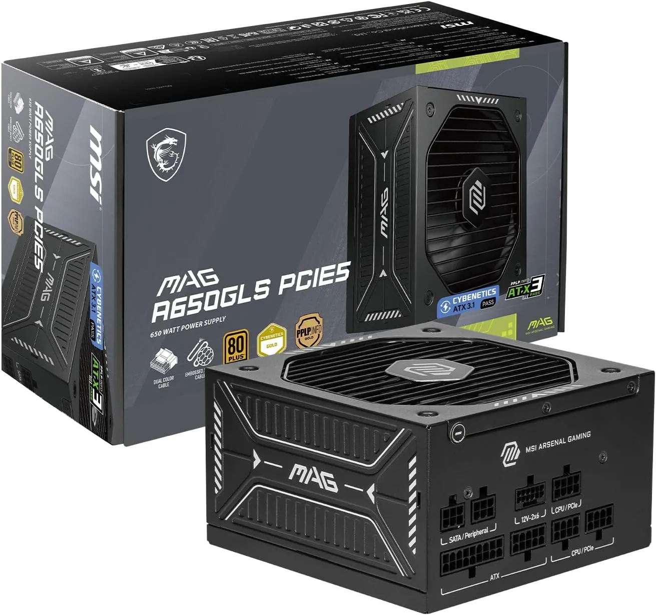 MSI MAG GLS PCIE5 Fully-Modular ATX 3.1 Gaming Power Supply, 80+ Gold