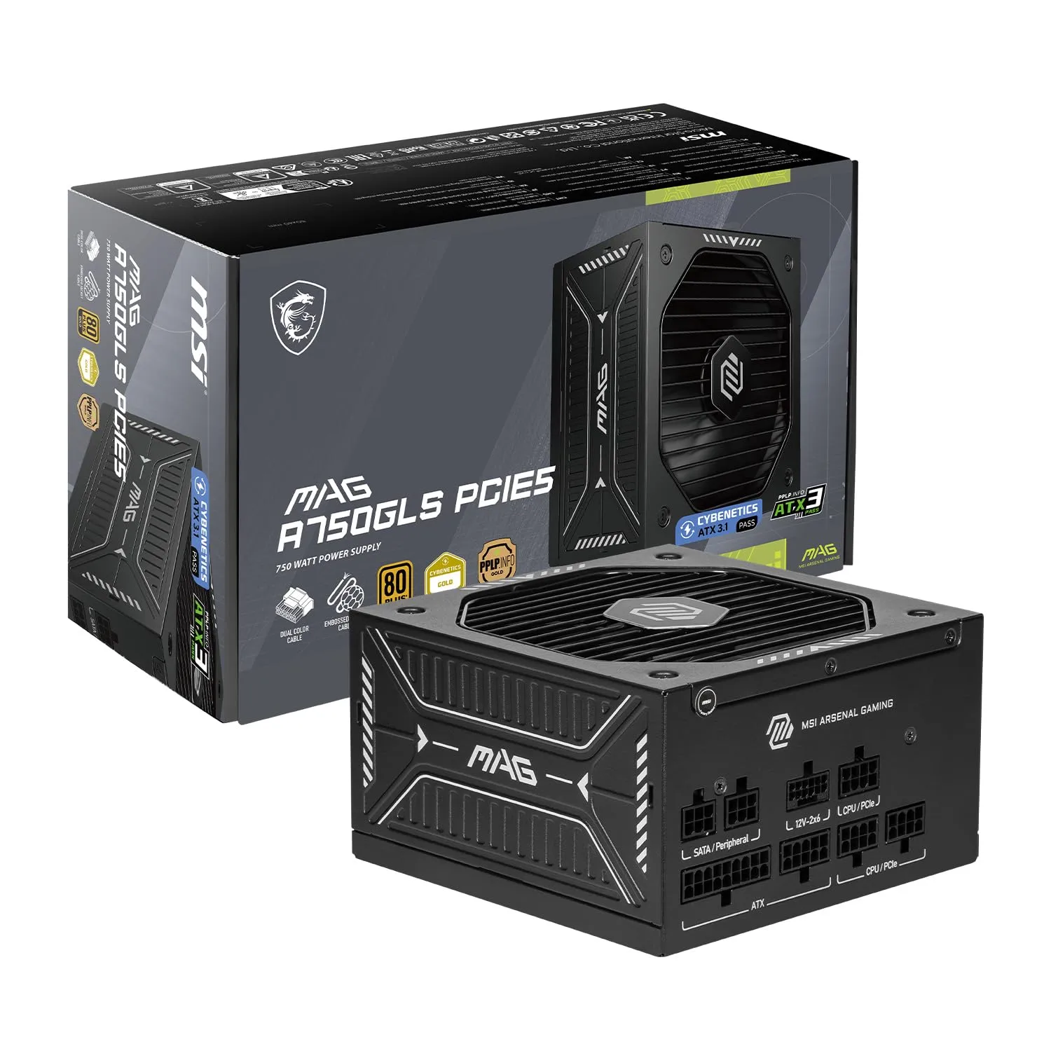 MSI MAG GLS PCIE5 Fully-Modular ATX 3.1 Gaming Power Supply, 80+ Gold