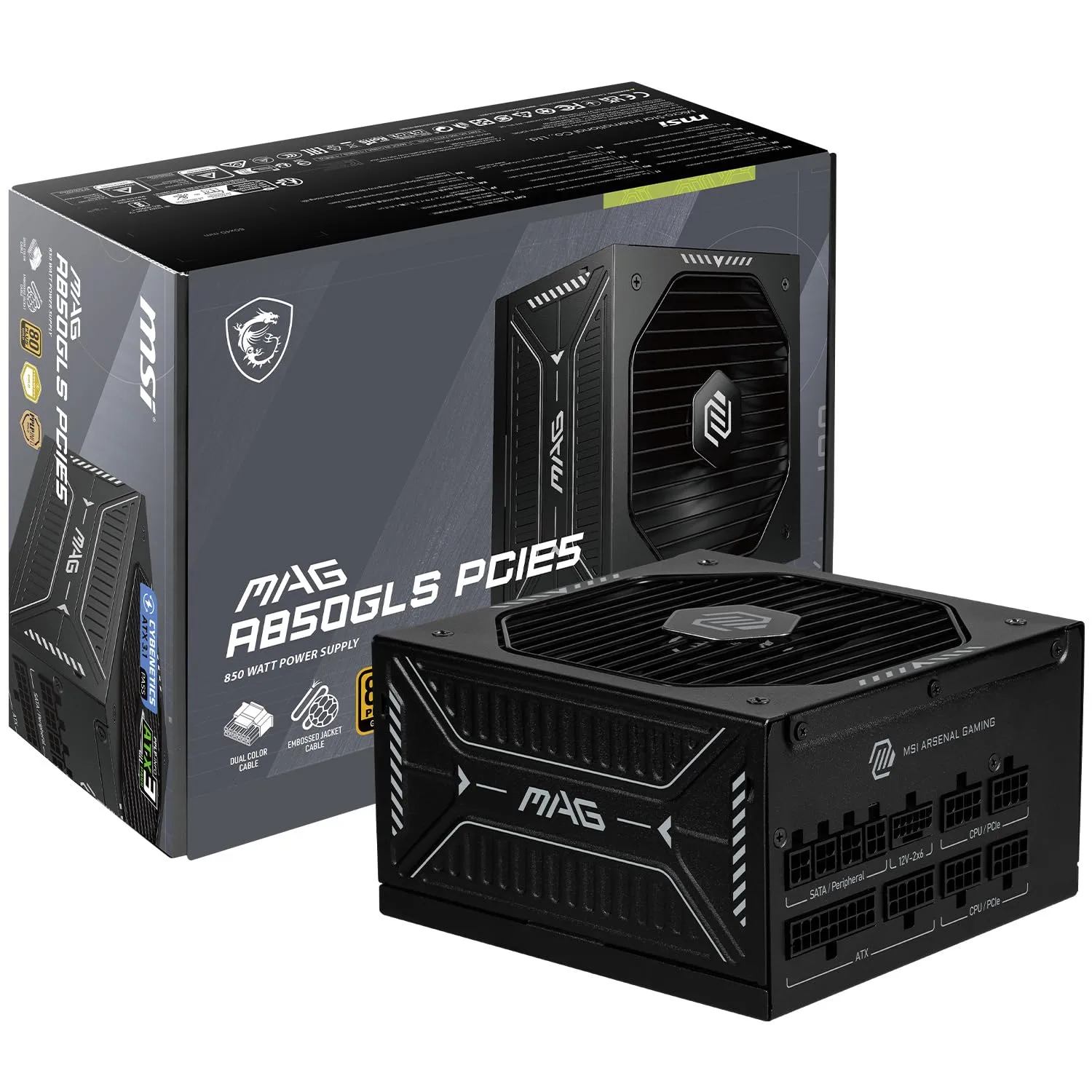 MSI MAG GLS PCIE5 Fully-Modular ATX 3.1 Gaming Power Supply, 80+ Gold
