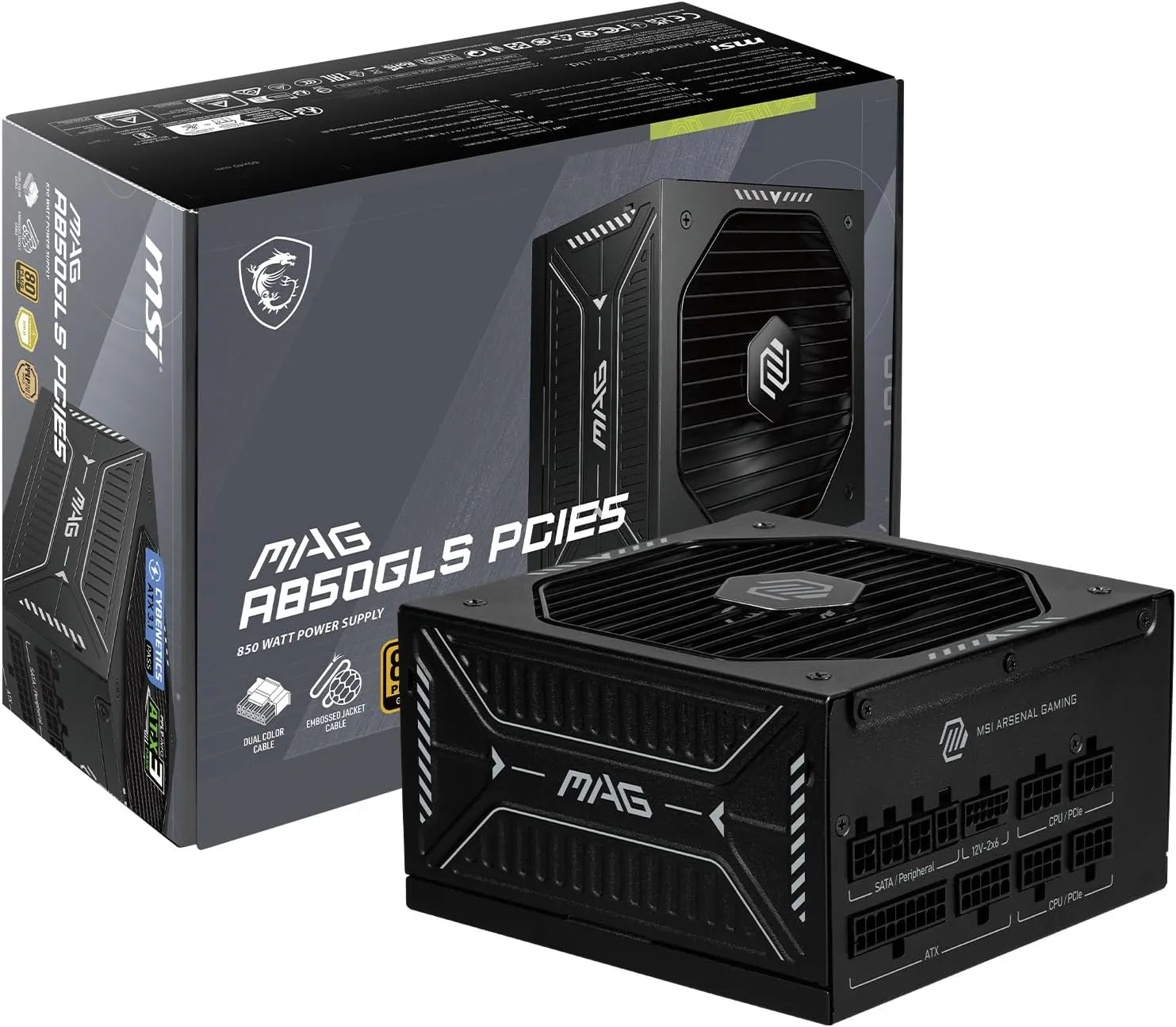 MSI MAG GLS PCIE5 Fully-Modular ATX 3.1 Gaming Power Supply, 80+ Gold